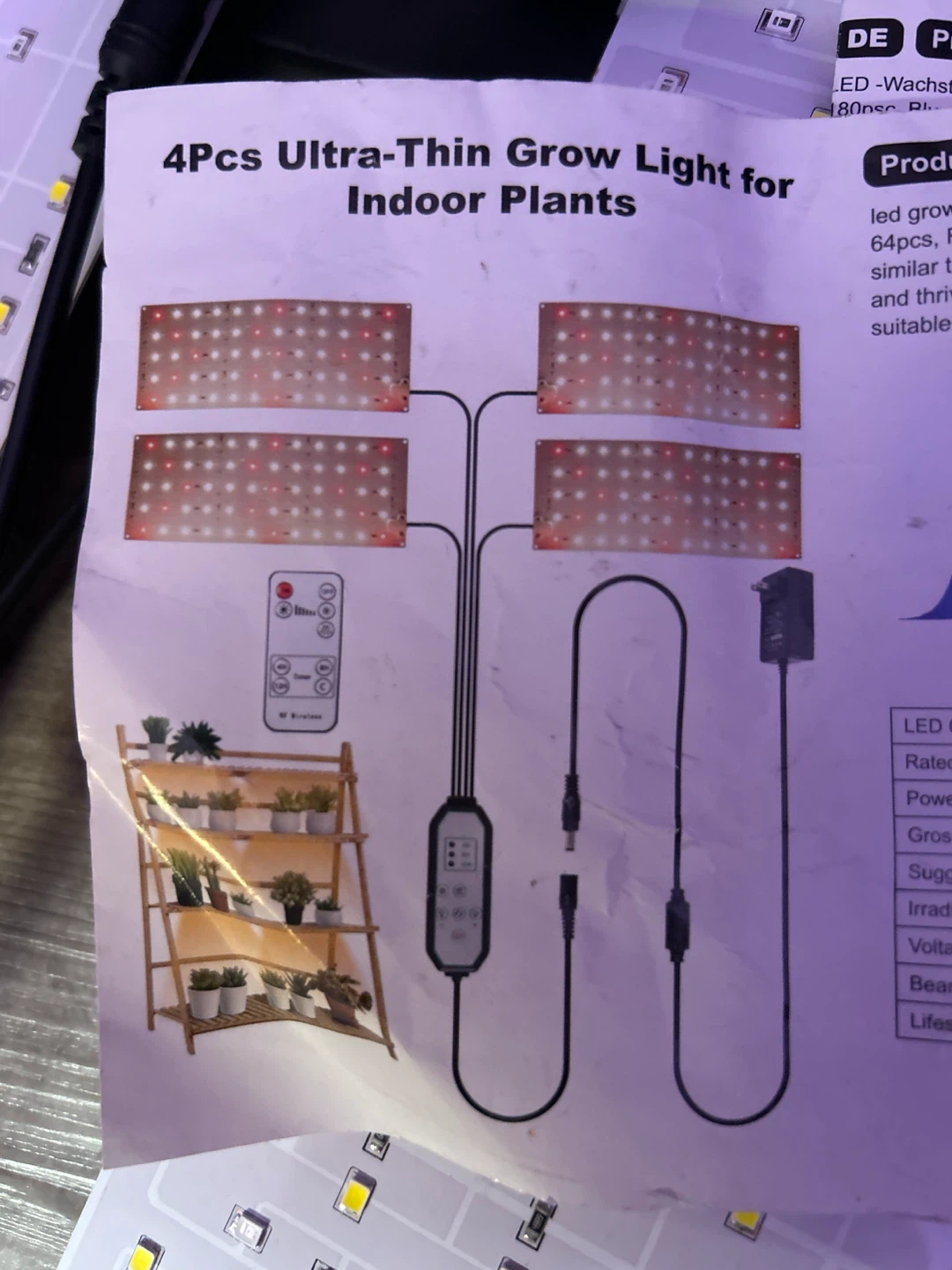 4-Piece Ultra-Thin Indoor LED Grow Light Set