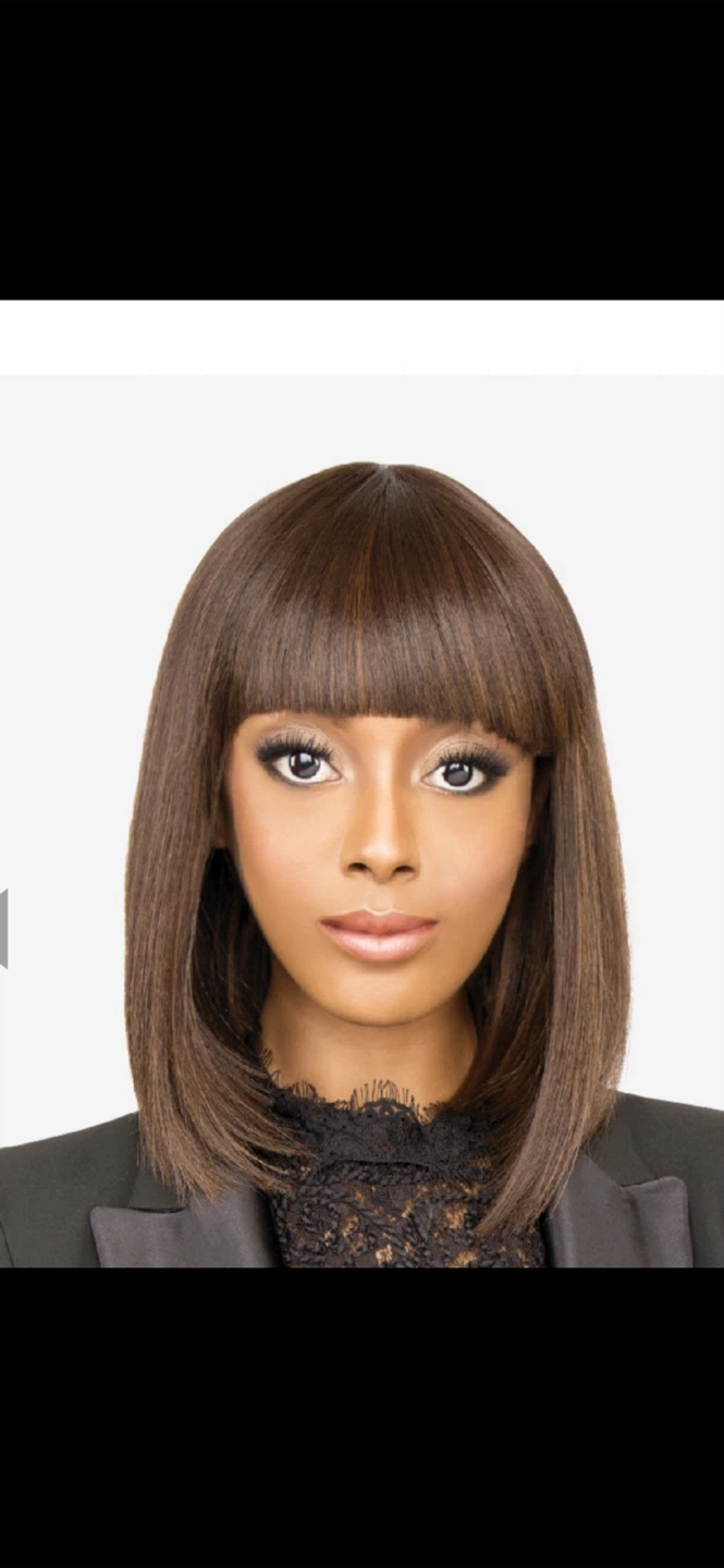 Straight Brown Bob Wig with Bangs - photo 2