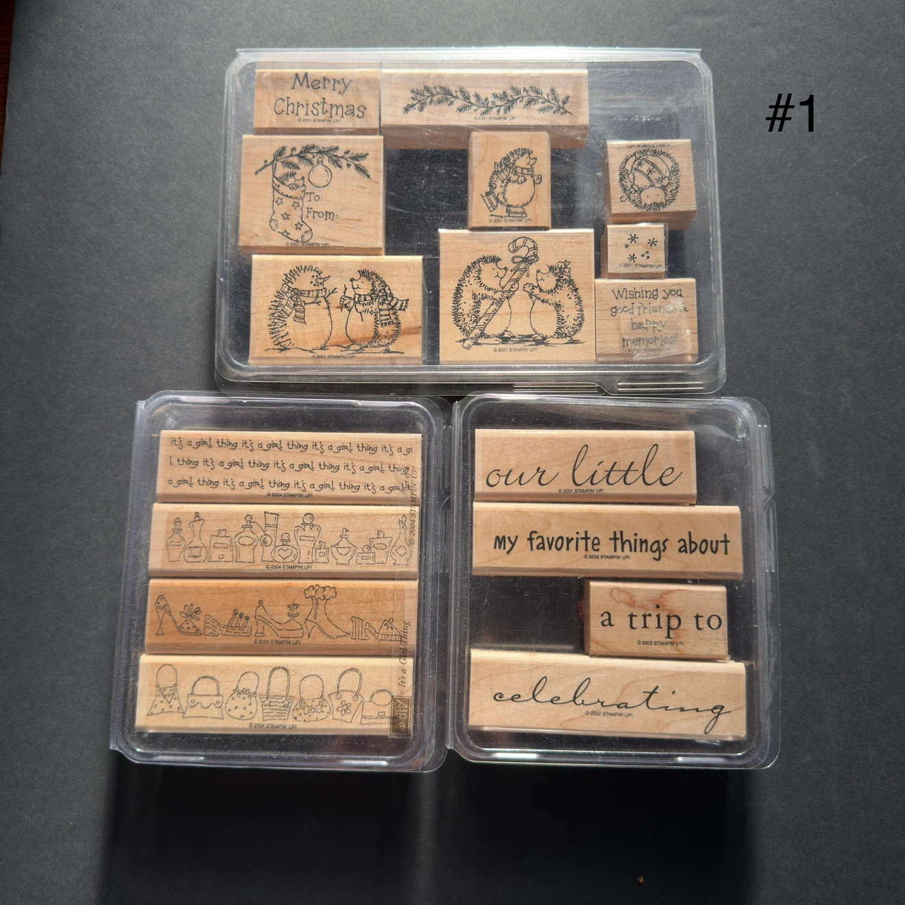 Collection of Stampin' Up! Wooden Rubber Stamps