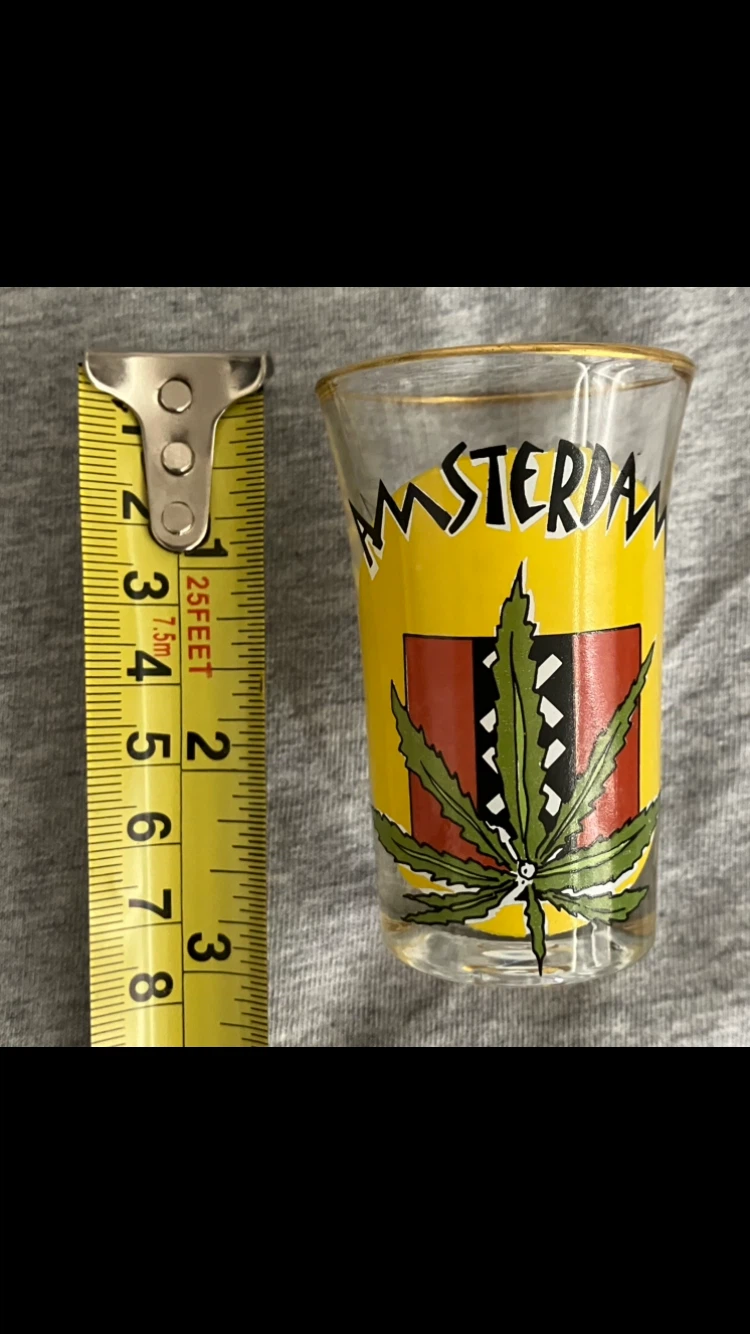 Vintage Amsterdam Shot Glass Gold Rim Souvenir 🥃🇳🇱💚💛❤️🤍🖤