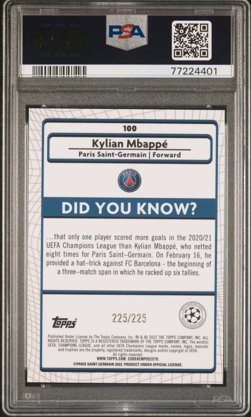 Kylian Merlin Chrome Refractor /225 PSA 9 (read description) - photo 2