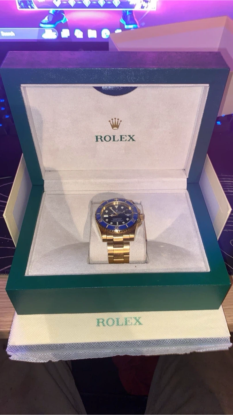 Rolex Submariner Date Gold Blue Watch