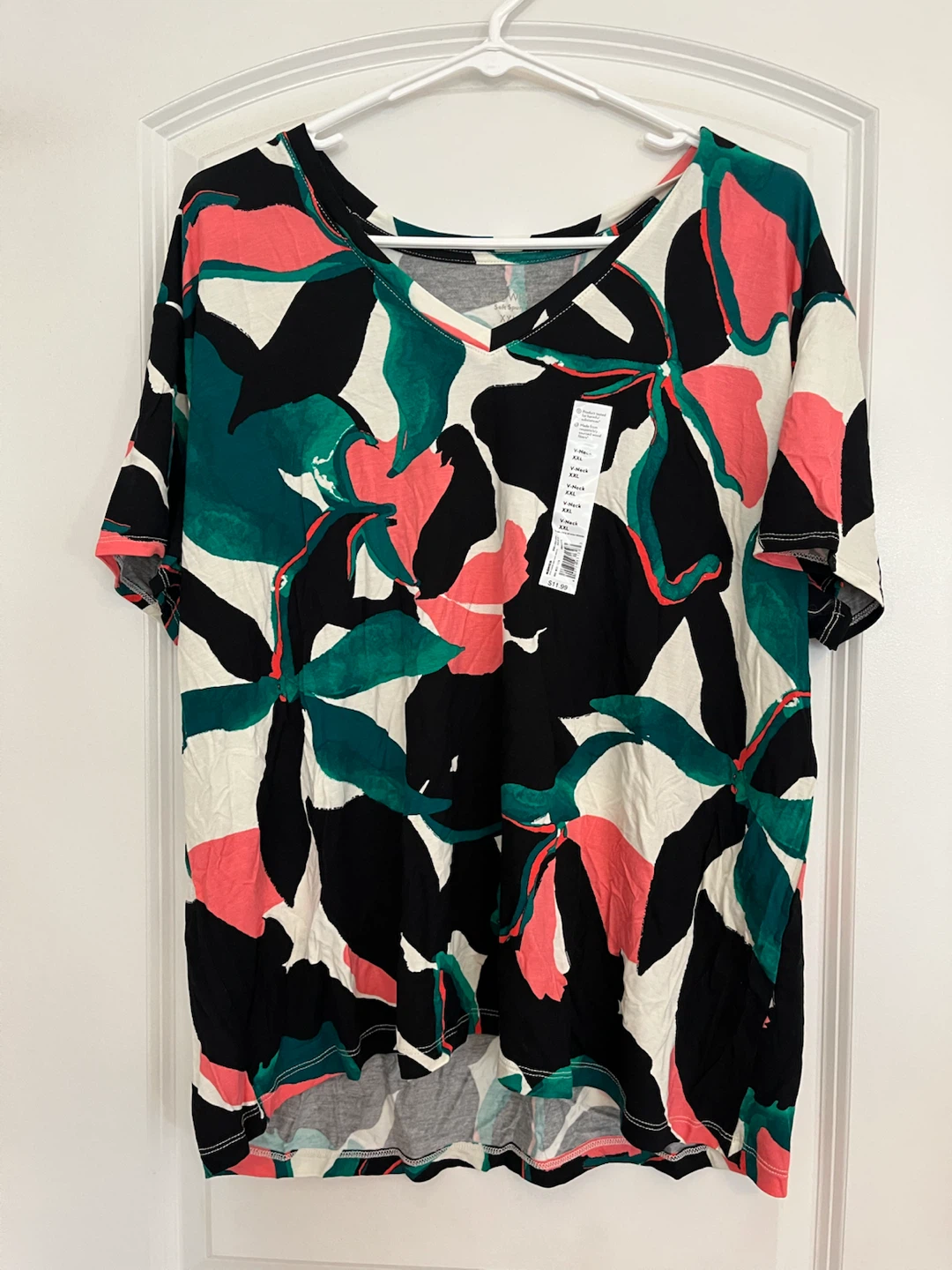 Nine West V-Neck Tee Floral Print XXL
