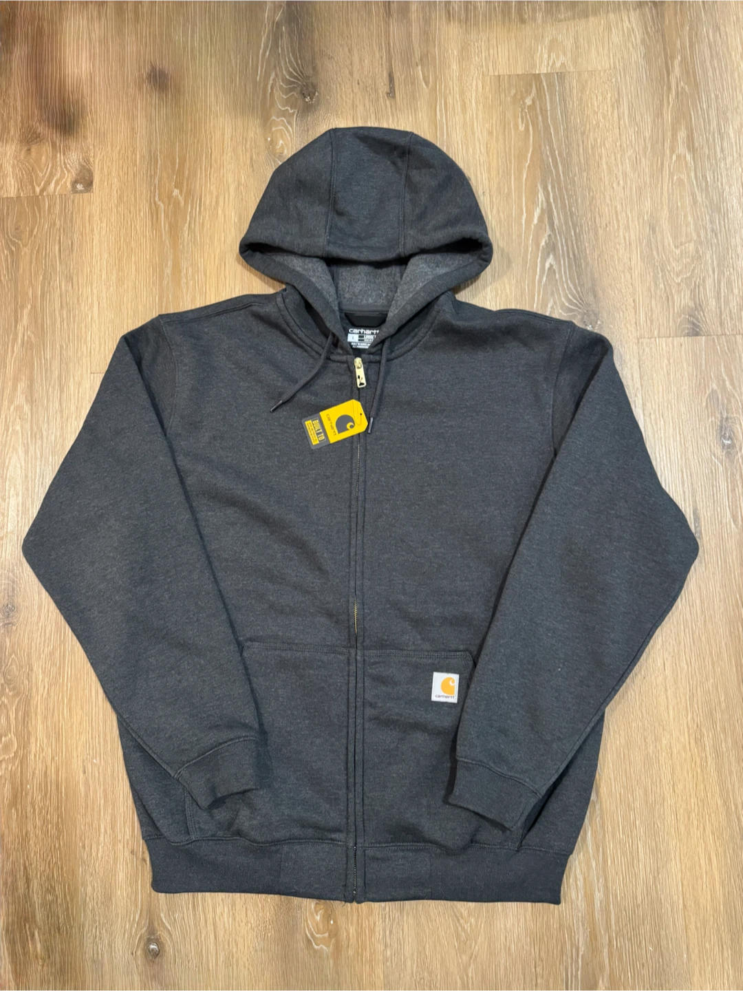Carhartt Mens Dark Grey Zip Up Hoodie Size Large - Loose Fit