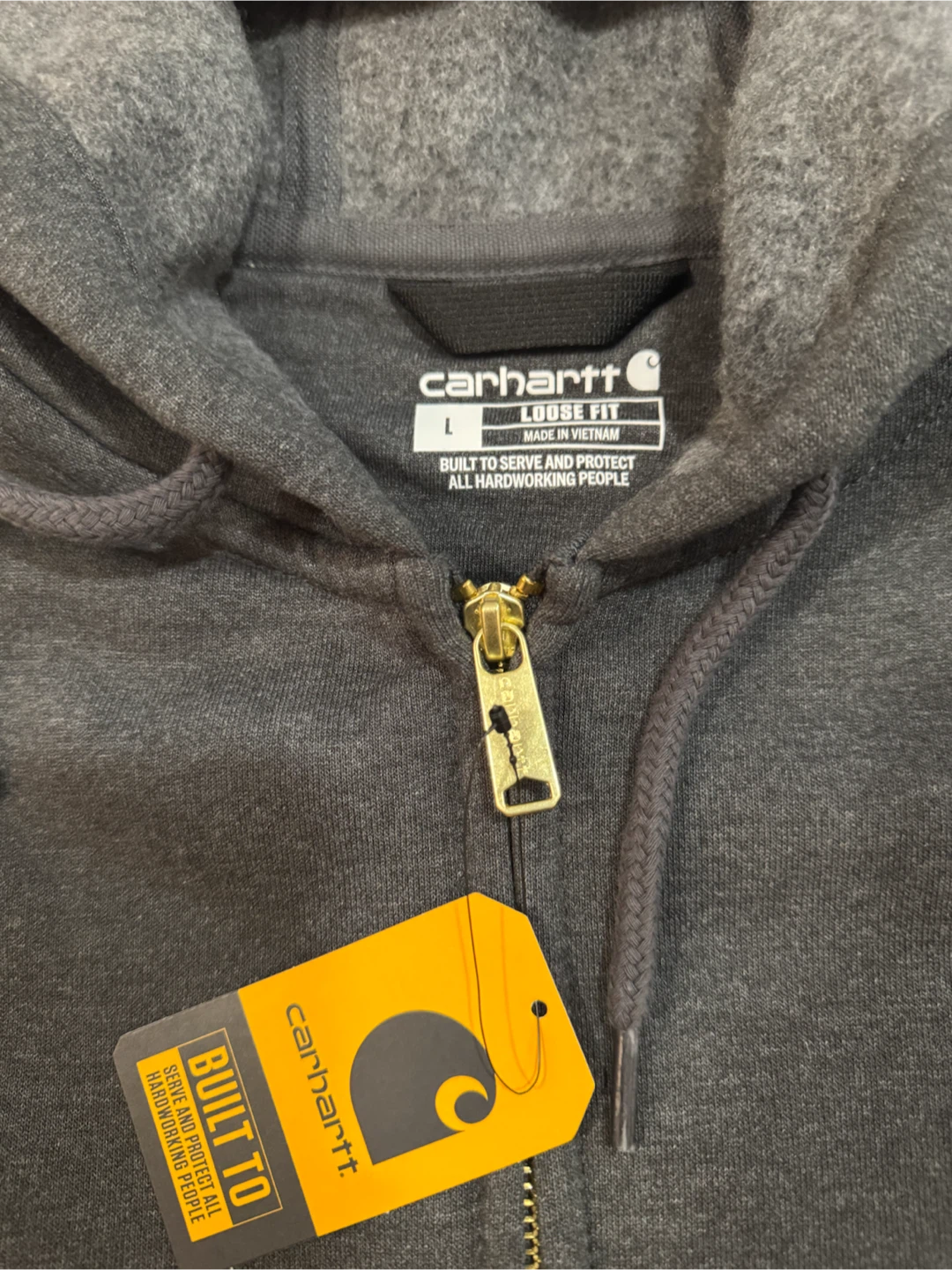 Carhartt Mens Dark Grey Zip Up Hoodie Size Large - Loose Fit - photo 2