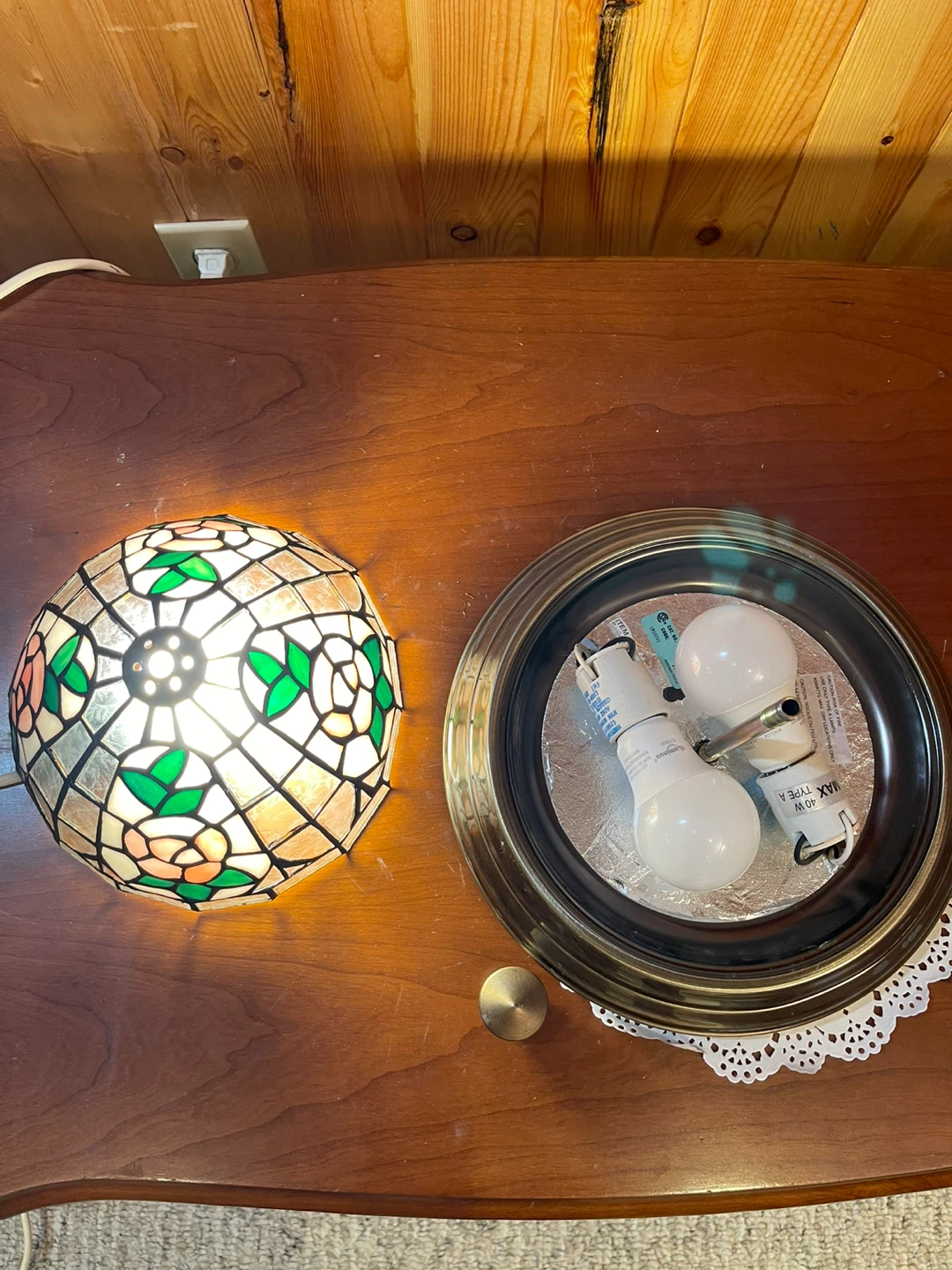 A beautiful stained glass flush mounted ceiling light