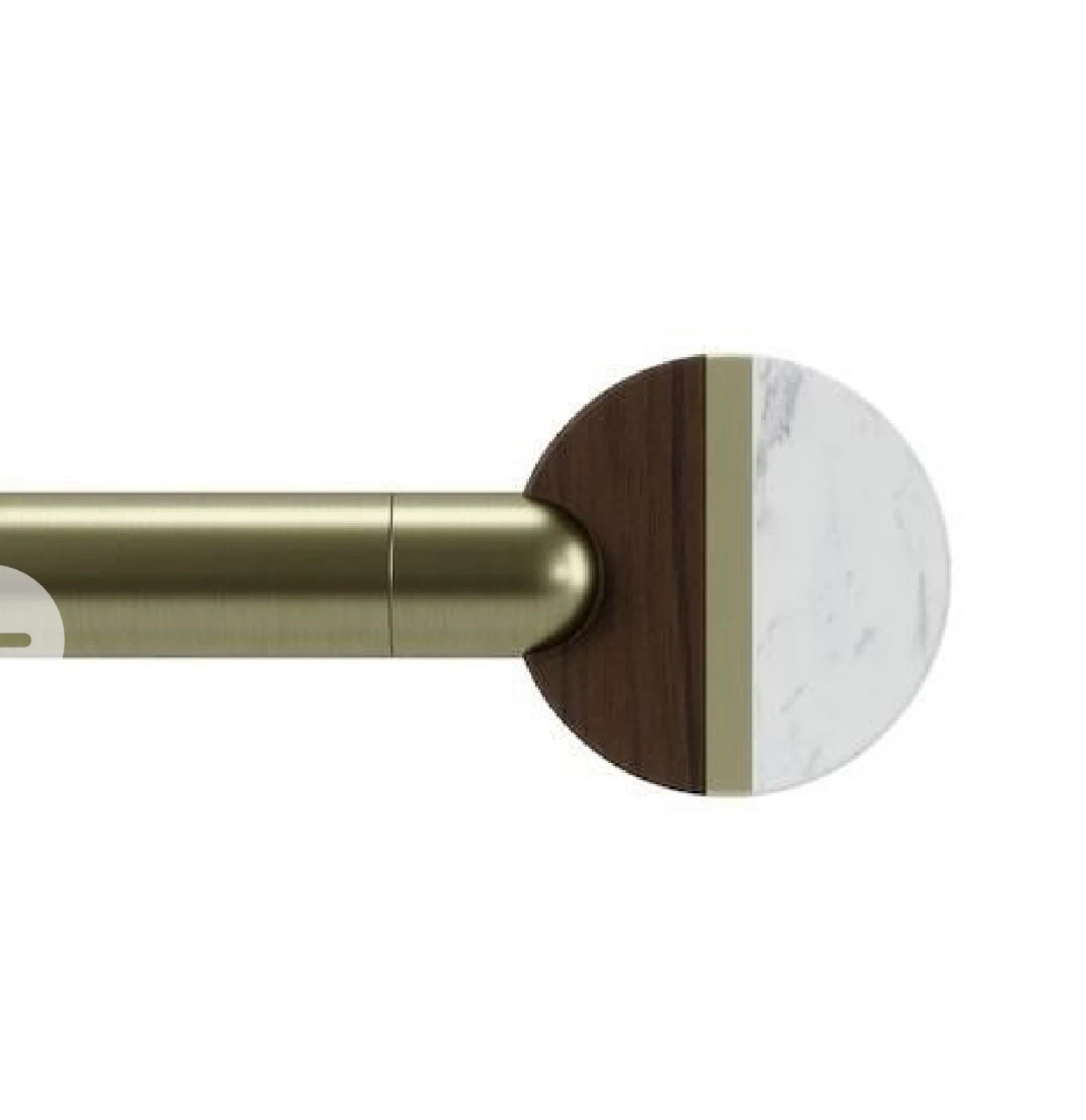 Decorative Brass Curtain Rod with Walnut and Marble Detail