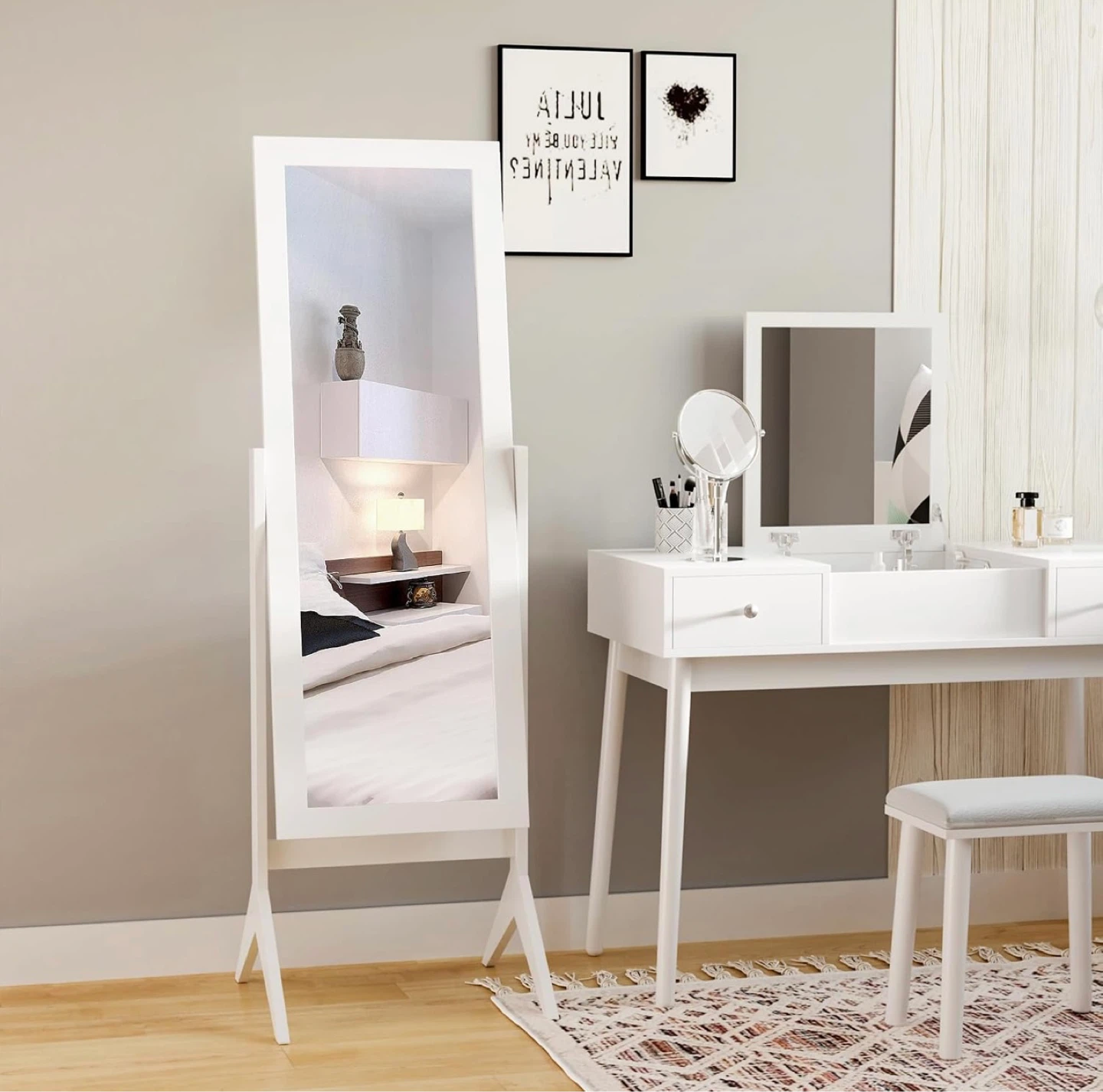 White Full Length Standing Mirror