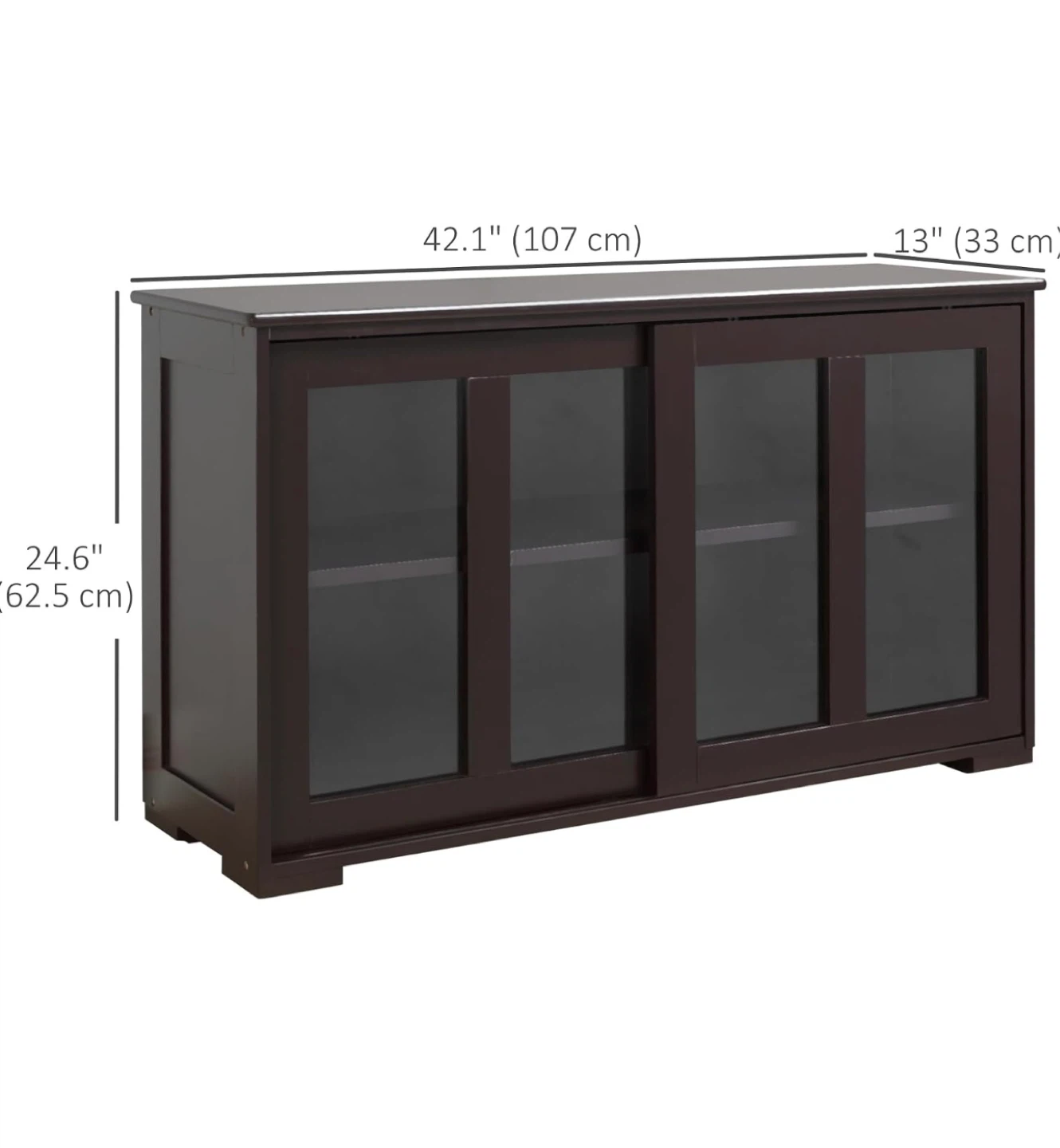Dark Brown Sliding Door Storage Cabinet - photo 3