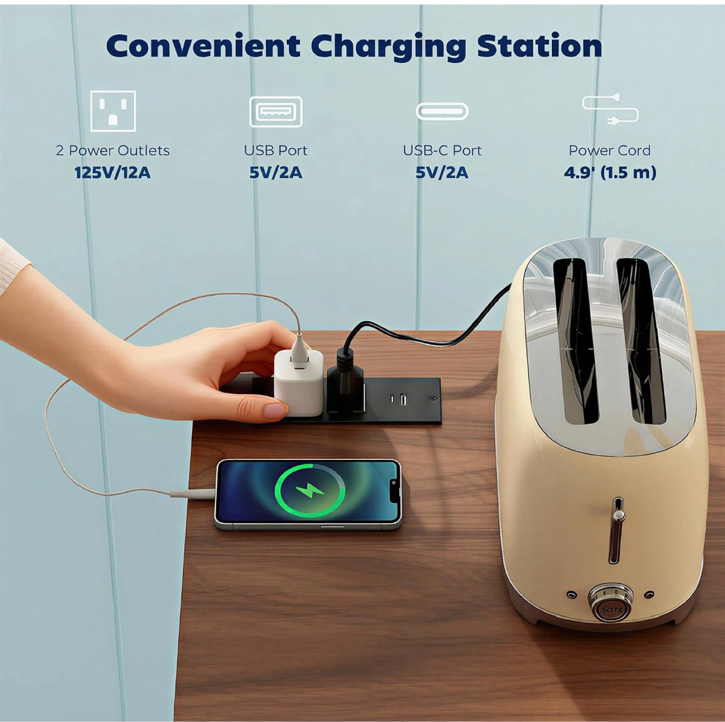 NEW! HOMCOM Farmhouse Trash Cabinet with Charging Station - photo 4