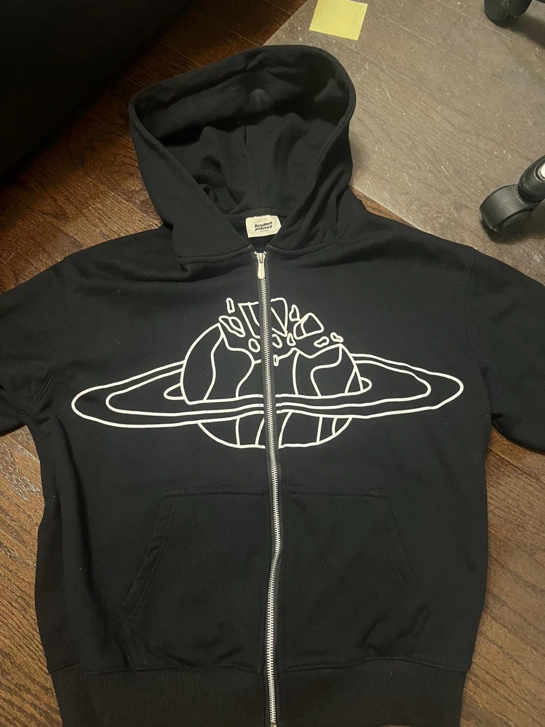 Broken Planet Market Black Zip-Up Hoodie