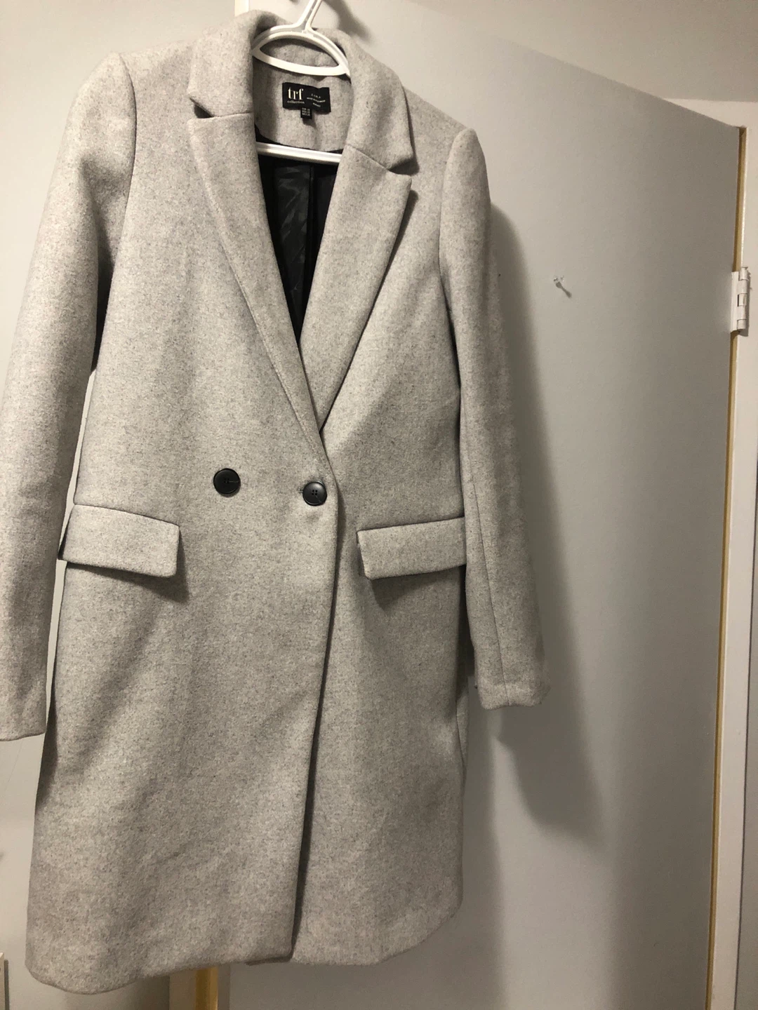 Zara TRF Grey Double-Breasted Coat Size XS - photo 2