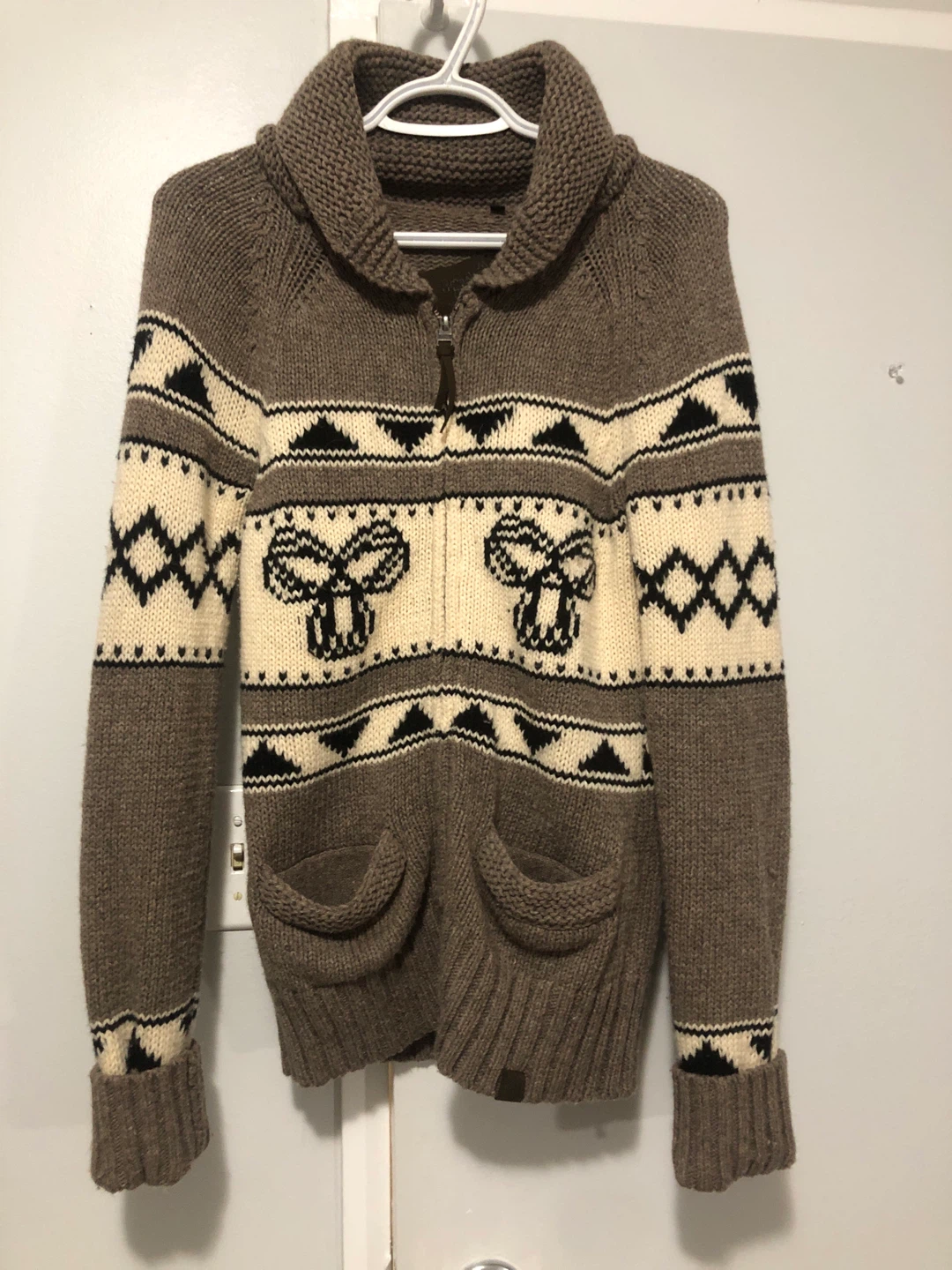 TNA Lambswool Zip-Up Sweater