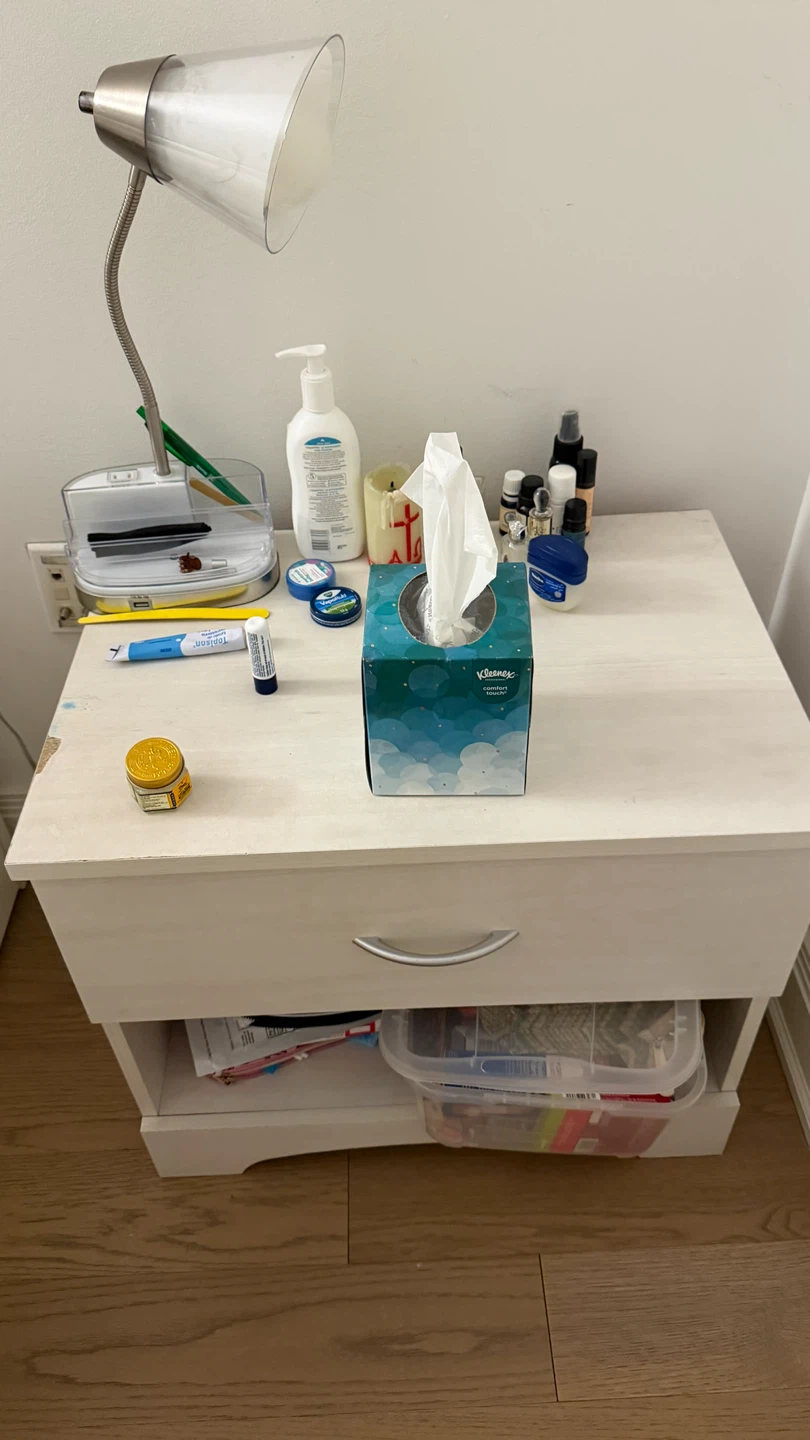 White Nightstand with Drawer
