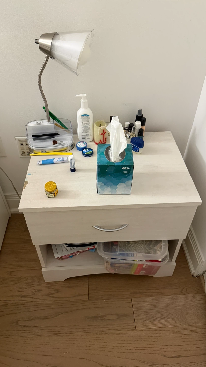 White Nightstand with Drawer - photo 2