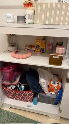 White bathroom cabinet with open shelf - photo 2