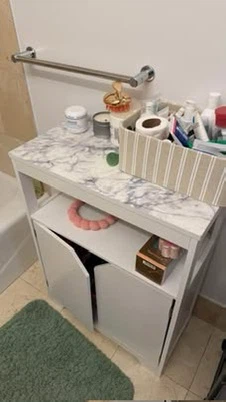 White bathroom cabinet with open shelf - photo 3