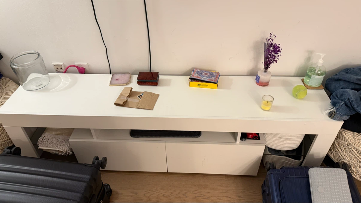 White TV Console with Storage