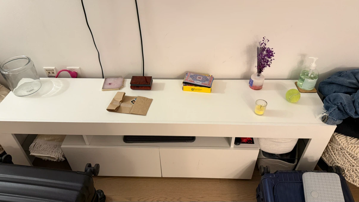 White TV Console with Storage - photo 2