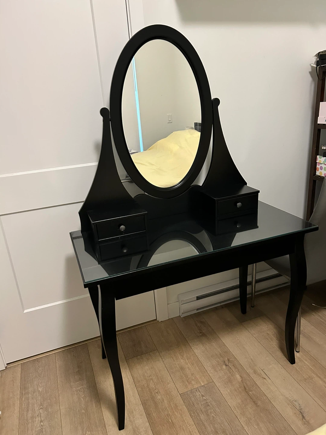 Ikea Vanity Table with Oval Mirror