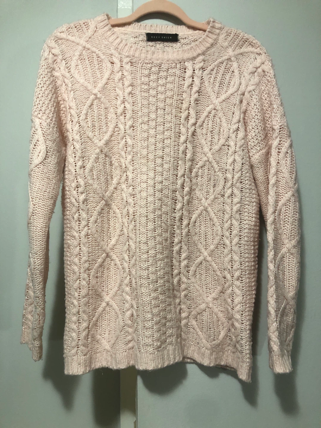 Suzy Shier Pale Pink Cable Knit Sweater - photo 2