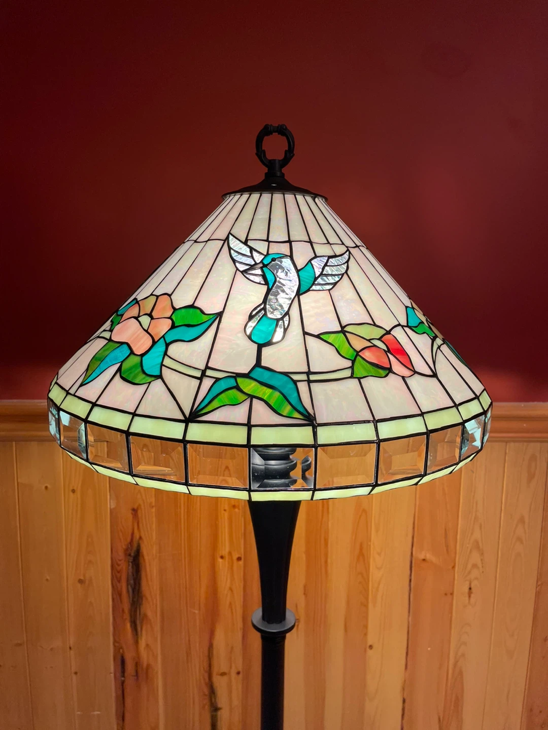A beautiful Hummingbird Tiffany Style stained glass floor lamp - photo 2