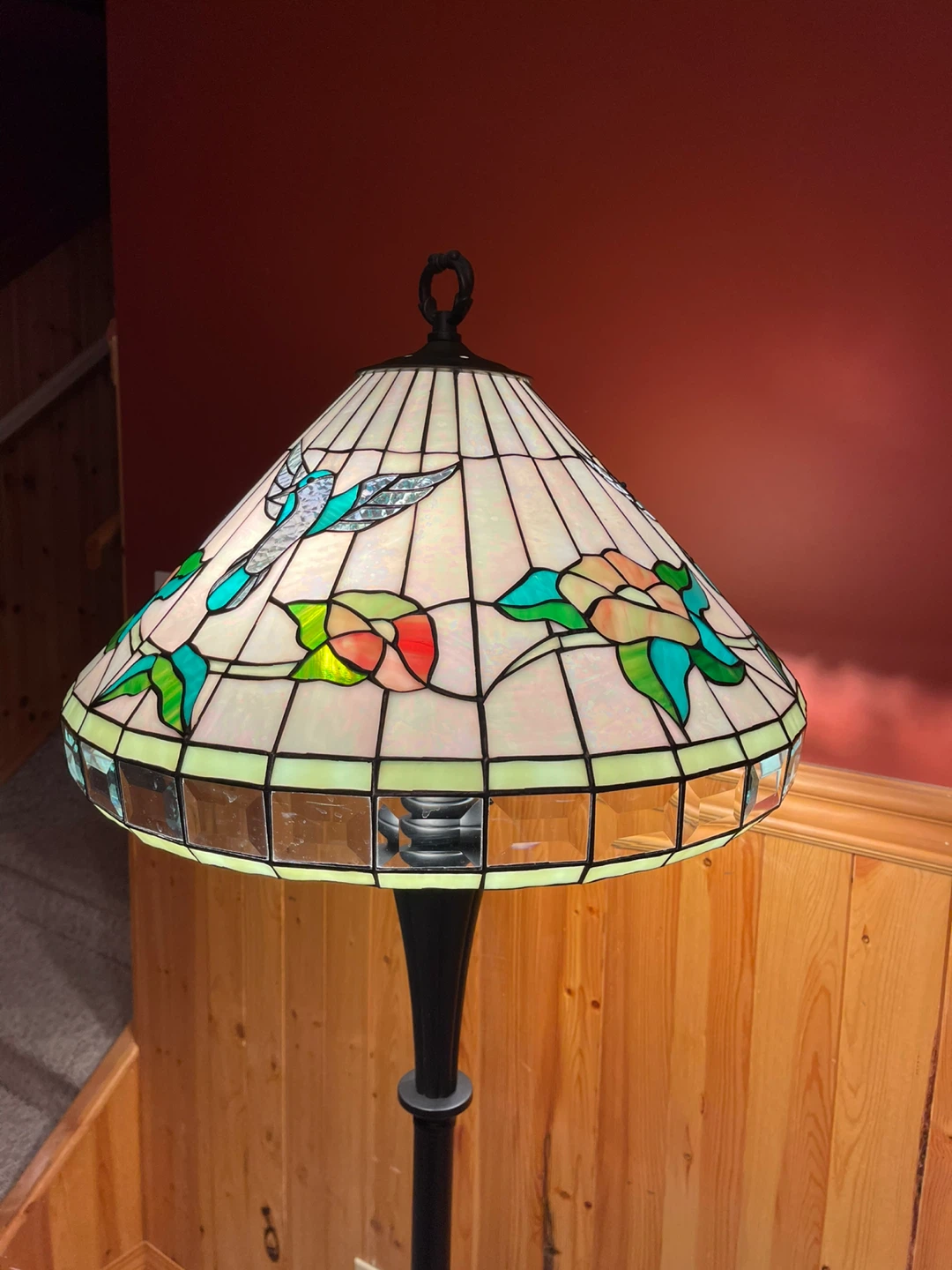 A beautiful Hummingbird Tiffany Style stained glass floor lamp - photo 3