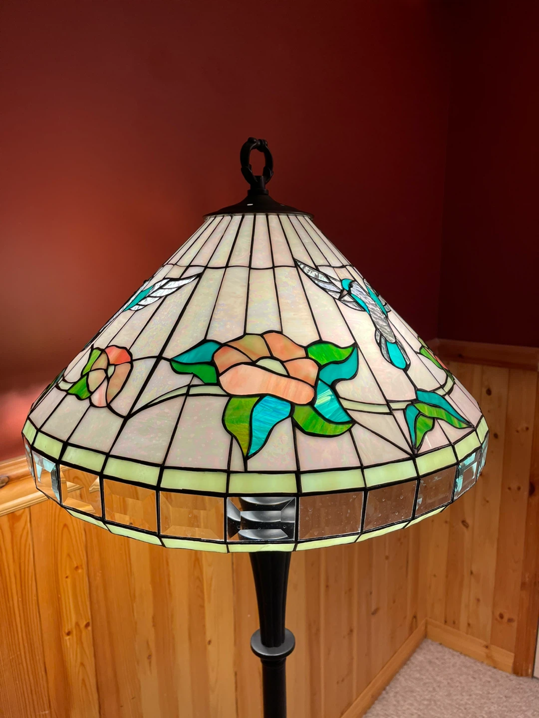 A beautiful Hummingbird Tiffany Style stained glass floor lamp - photo 4