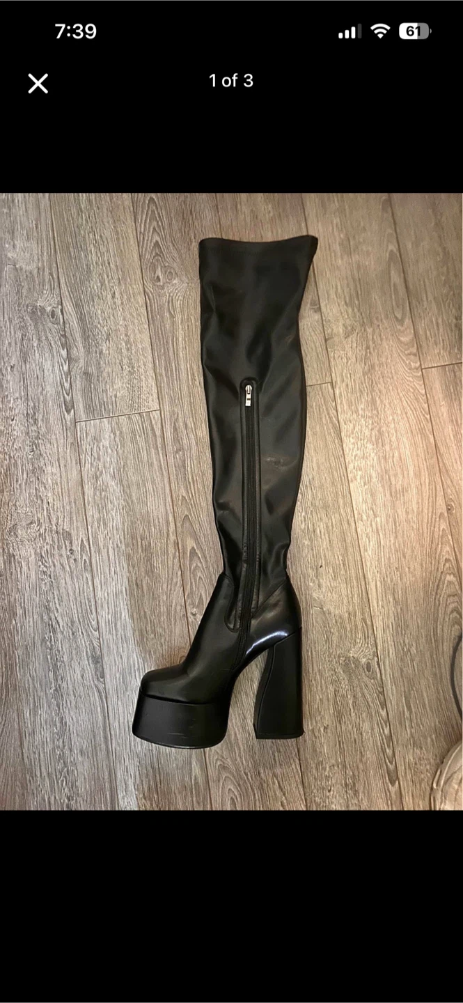 Black Platform Thigh-High Boots