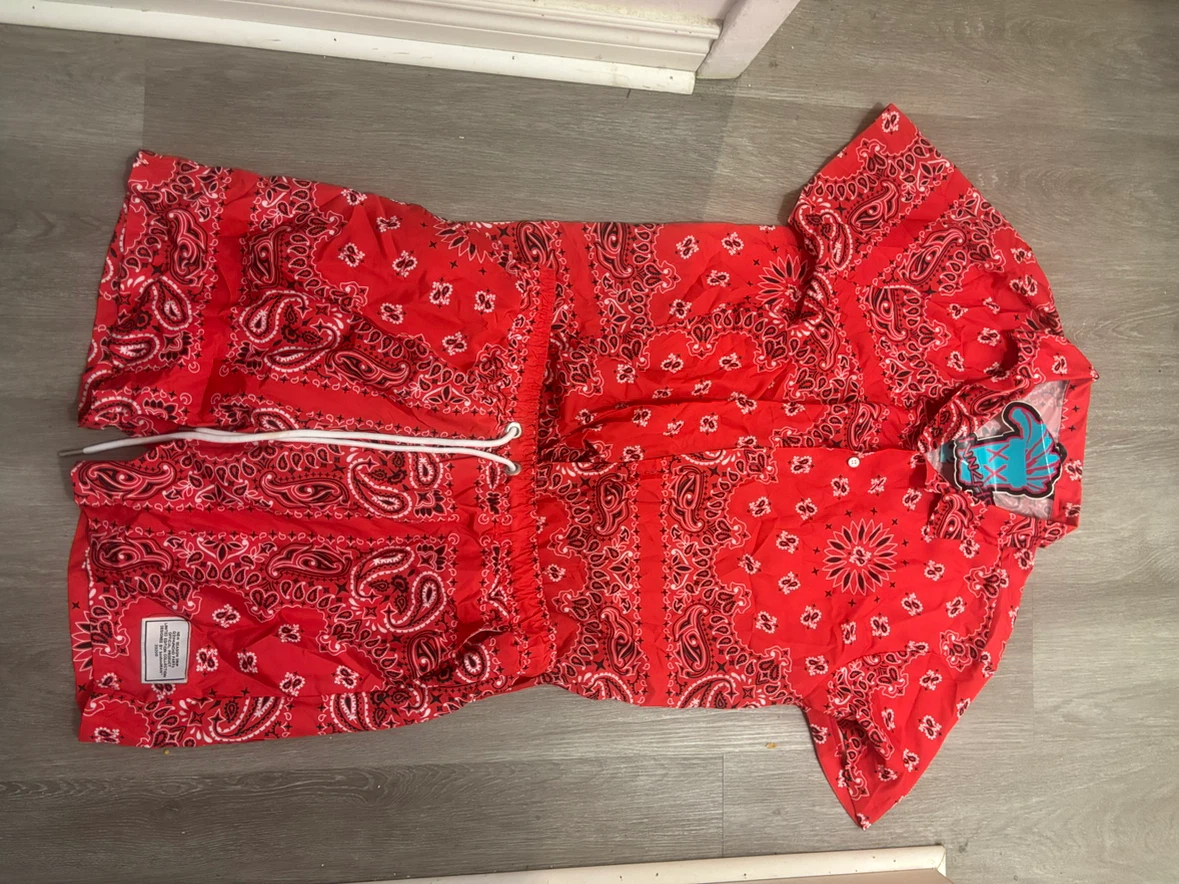 New Wash Day Red Paisley Short Sleeve Shirt and Shorts Set