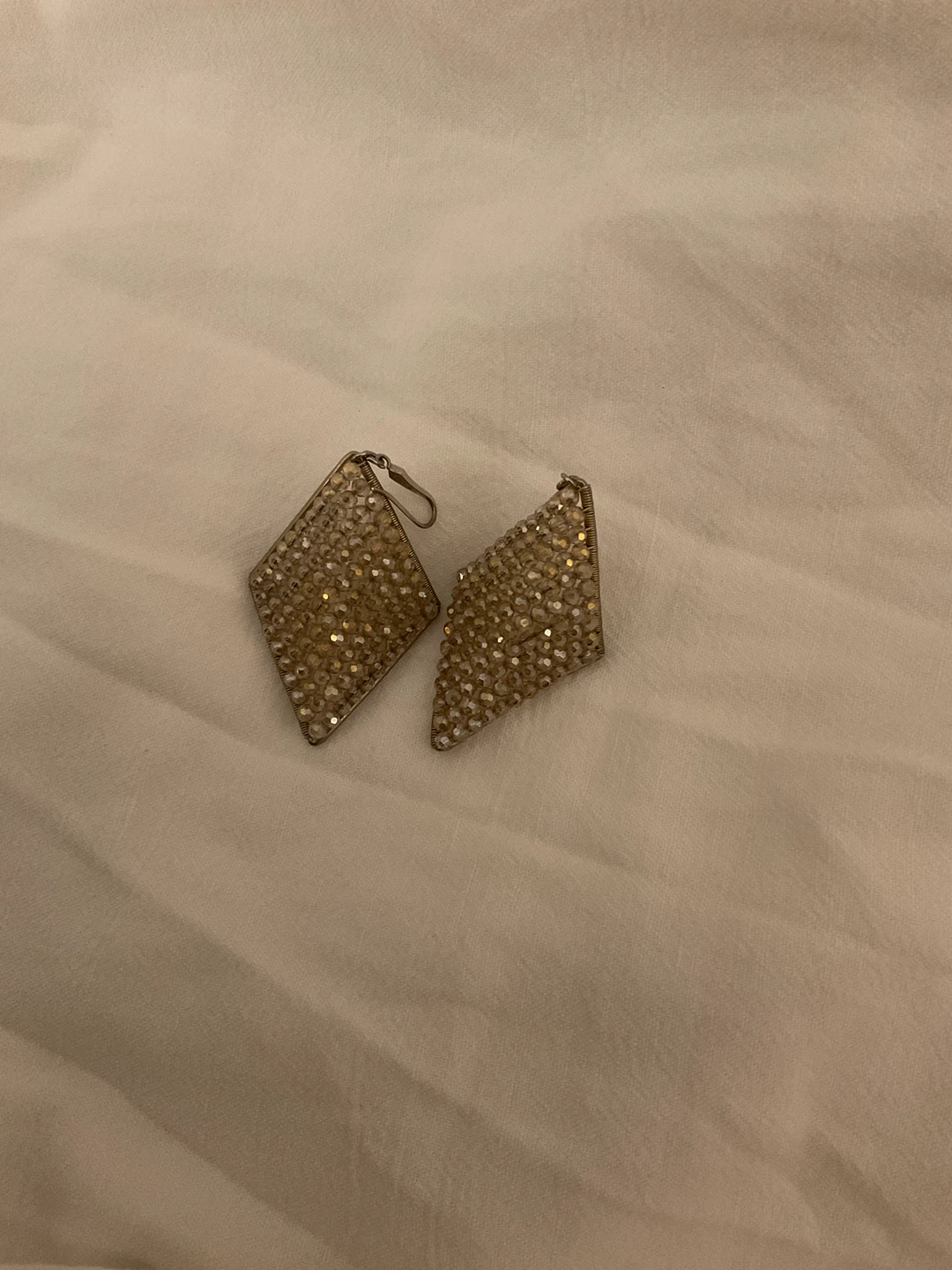 Sparkly Diamond-Shaped Drop Earrings