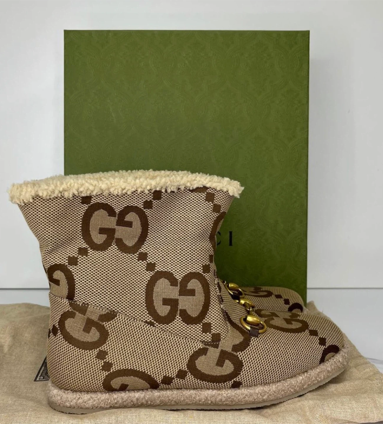 Gucci GG Logo Sheepskin Ankle Boots - photo 3