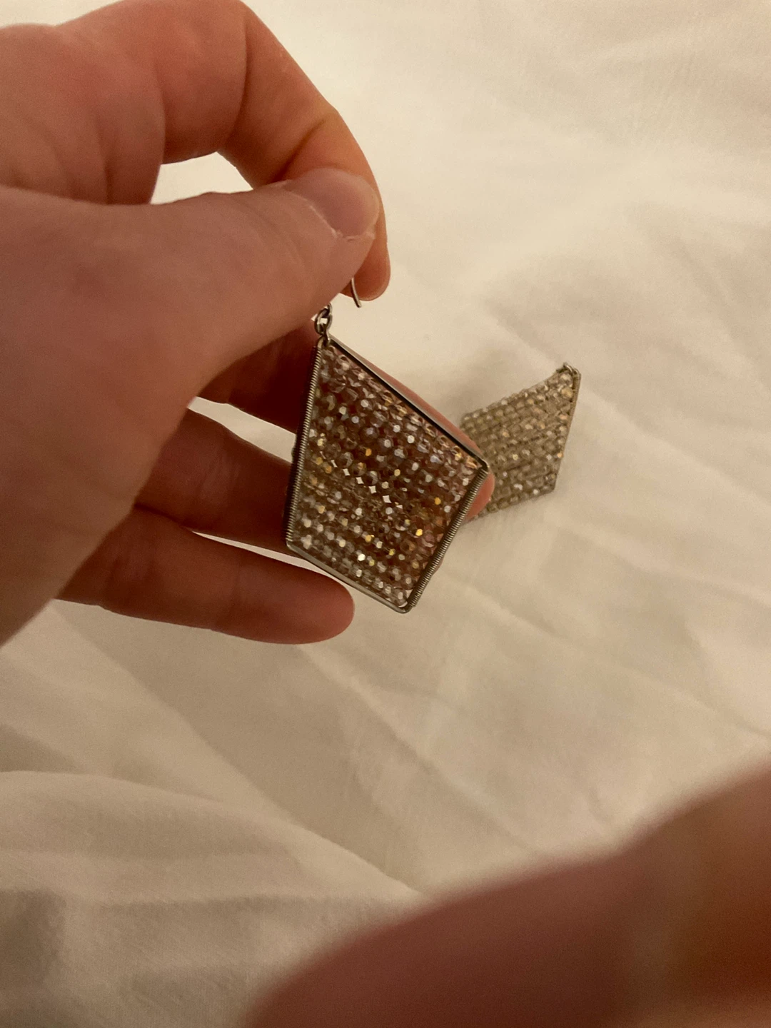 Sparkly Diamond-Shaped Drop Earrings - photo 2