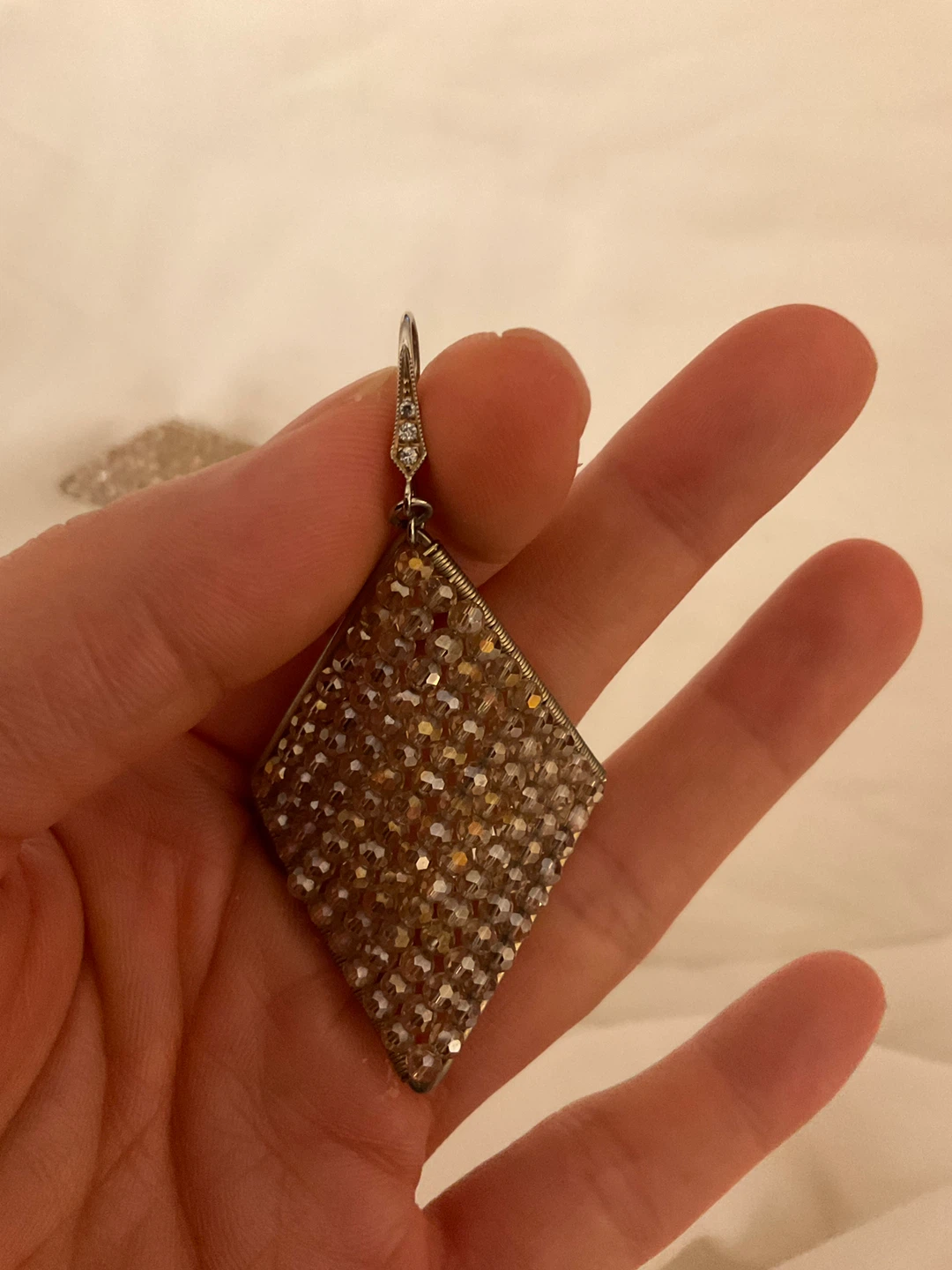Sparkly Diamond-Shaped Drop Earrings - photo 3