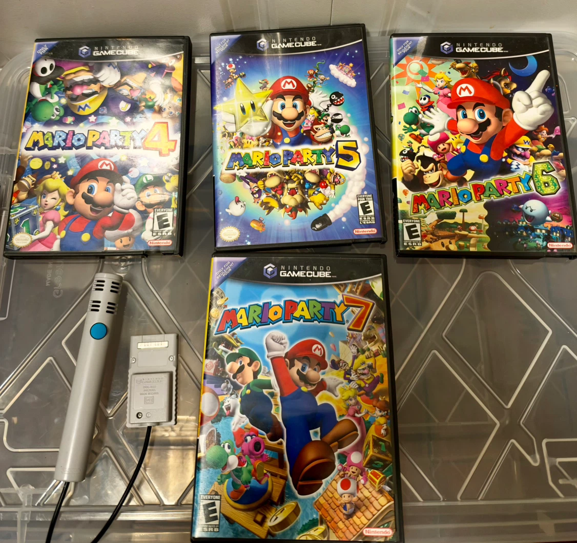 Nintendo Mario Party 4, 5, 6, 7 GameCube Games and Microphone - photo 3