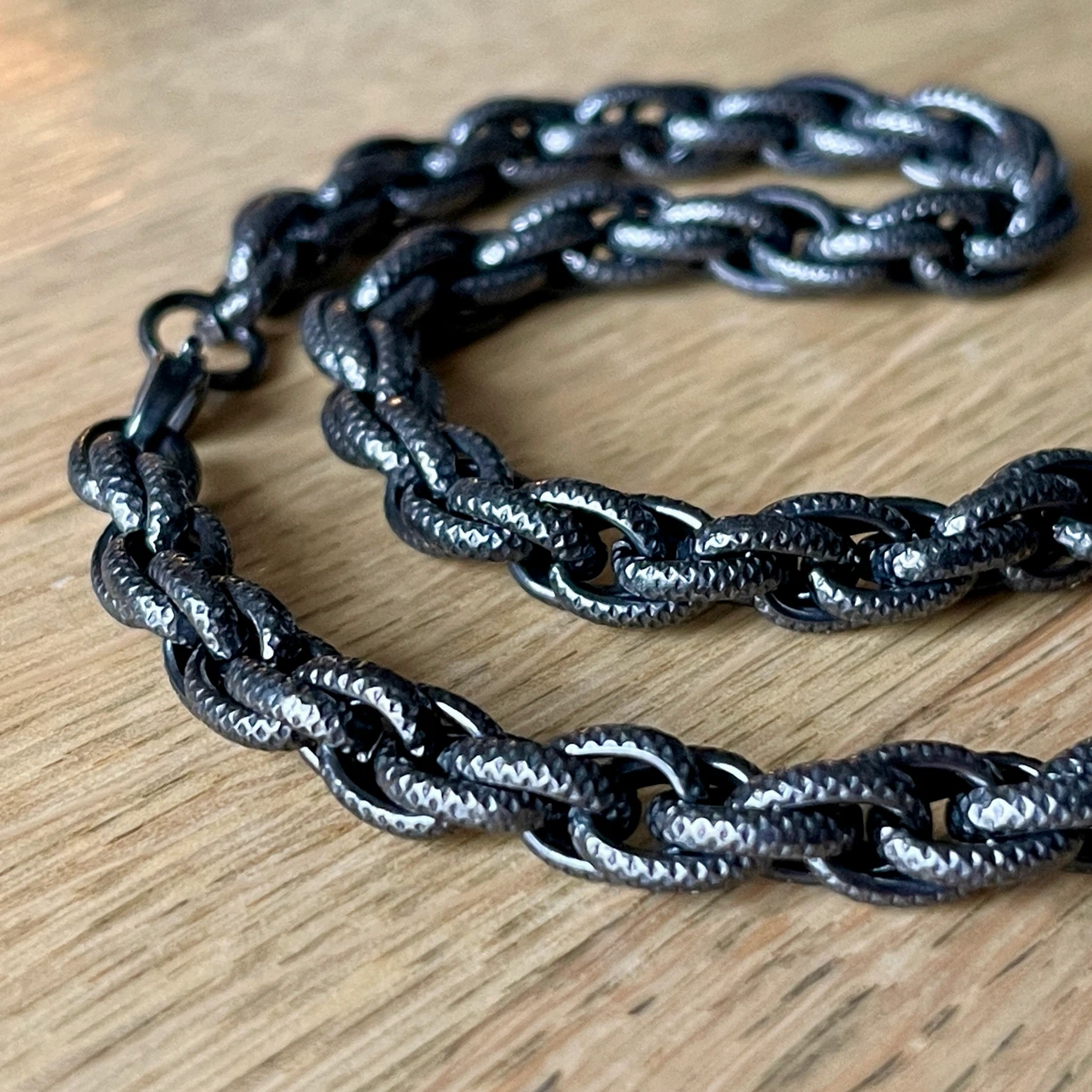 Twisted stainless steel chain necklace