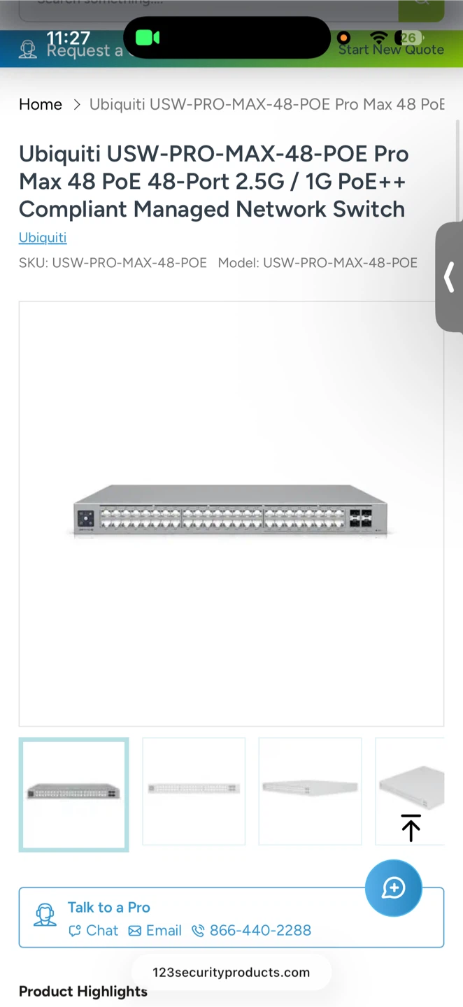 Ubiquiti USW-PRO-MAX-48-POE Managed Switch