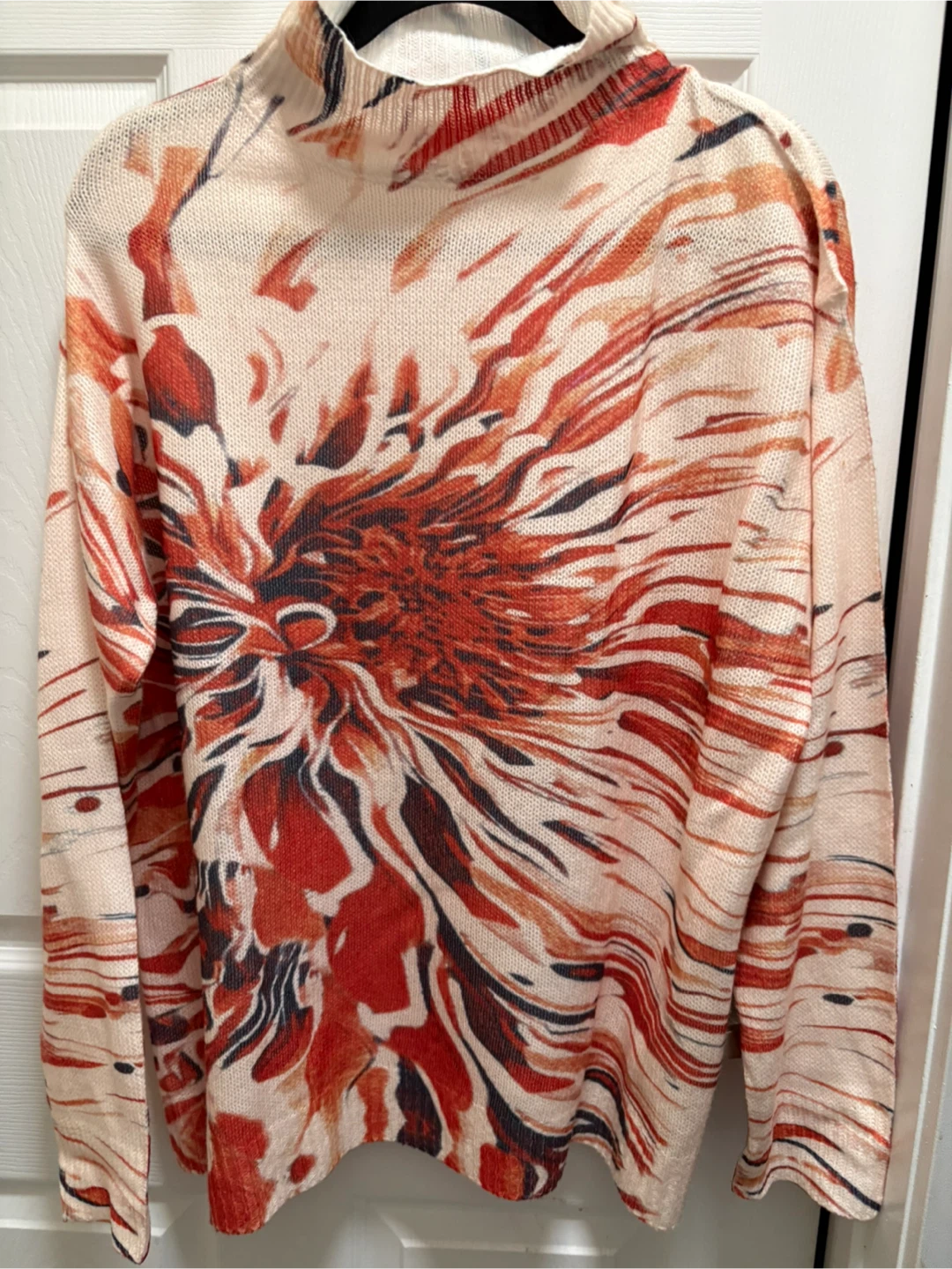 Abstract Print Mock Neck Knit Sweater - photo 2