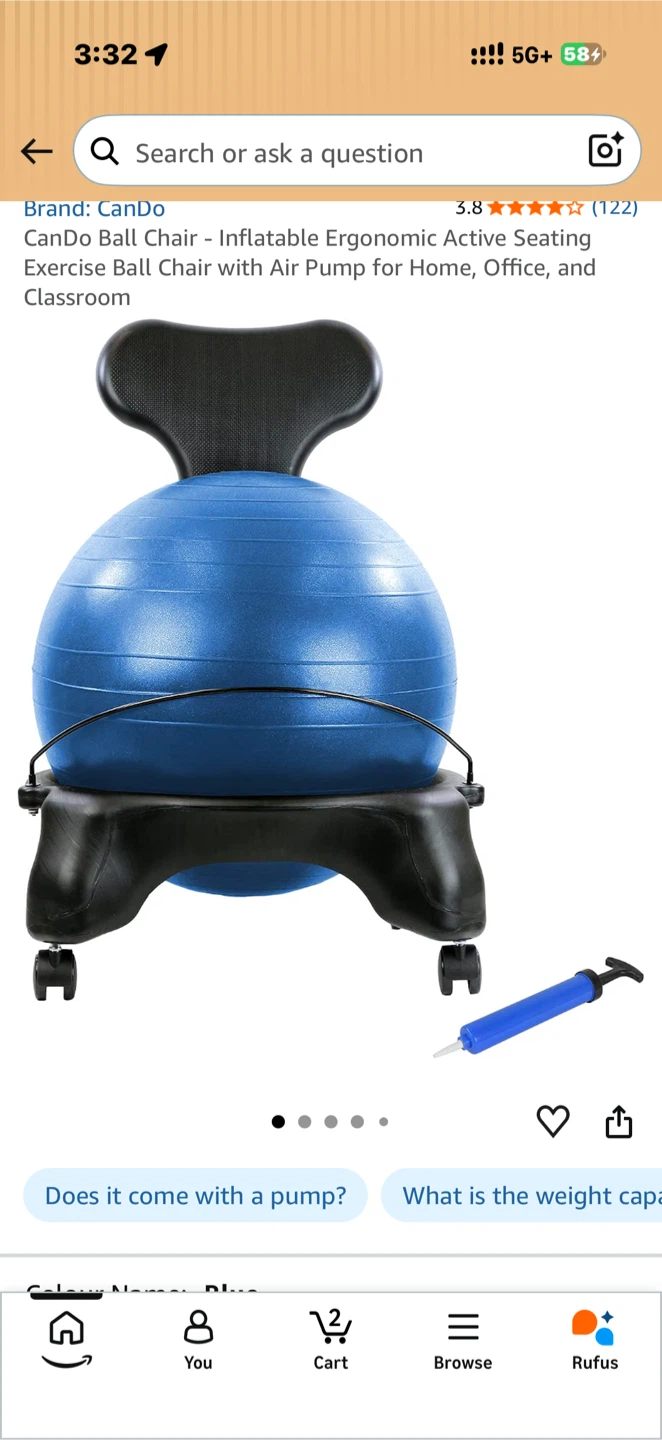 CanDo Inflatable Ergonomic Active Seating Ball Chair - photo 5