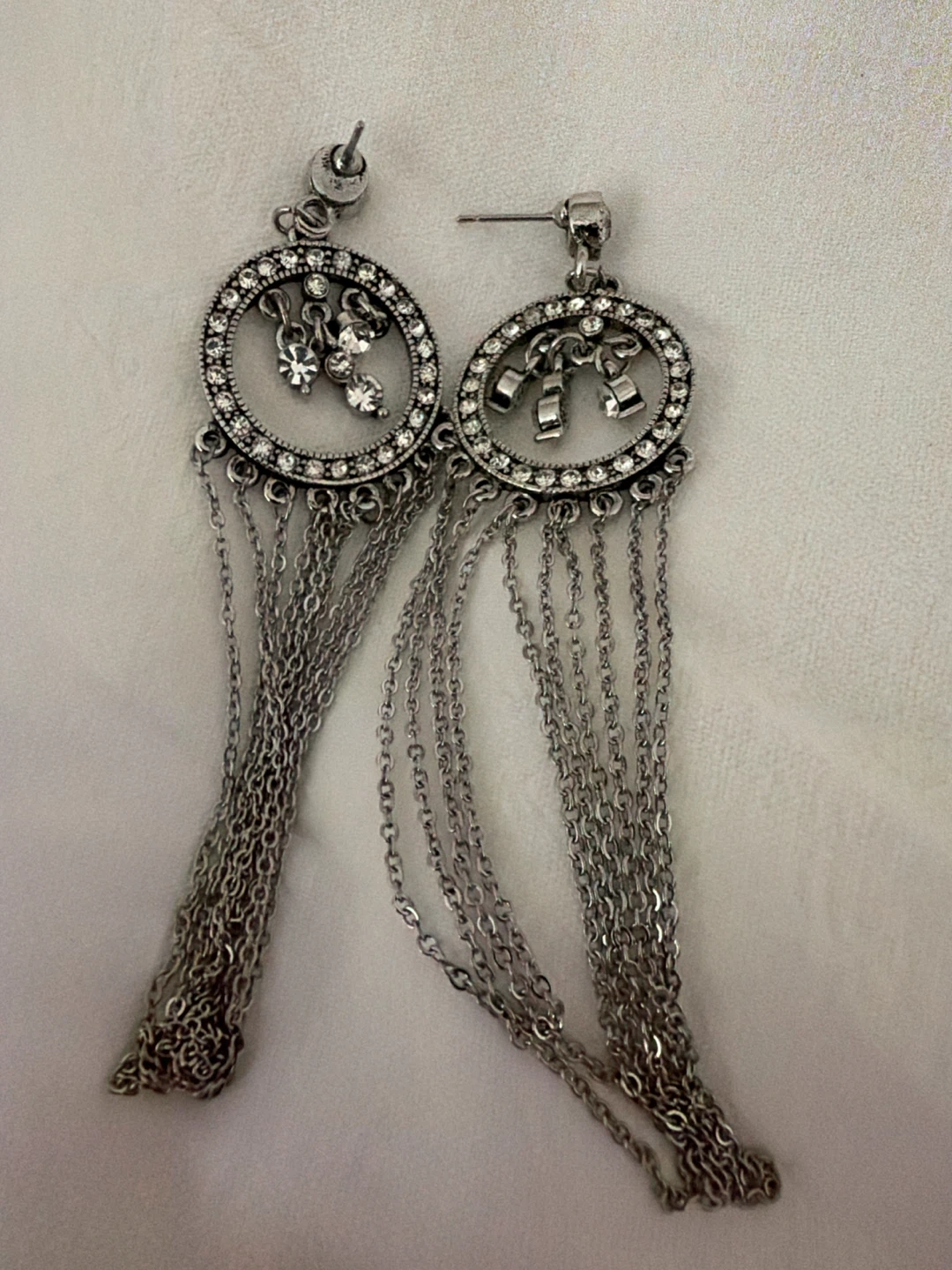 Silver-Tone Fringe Dangle Earrings