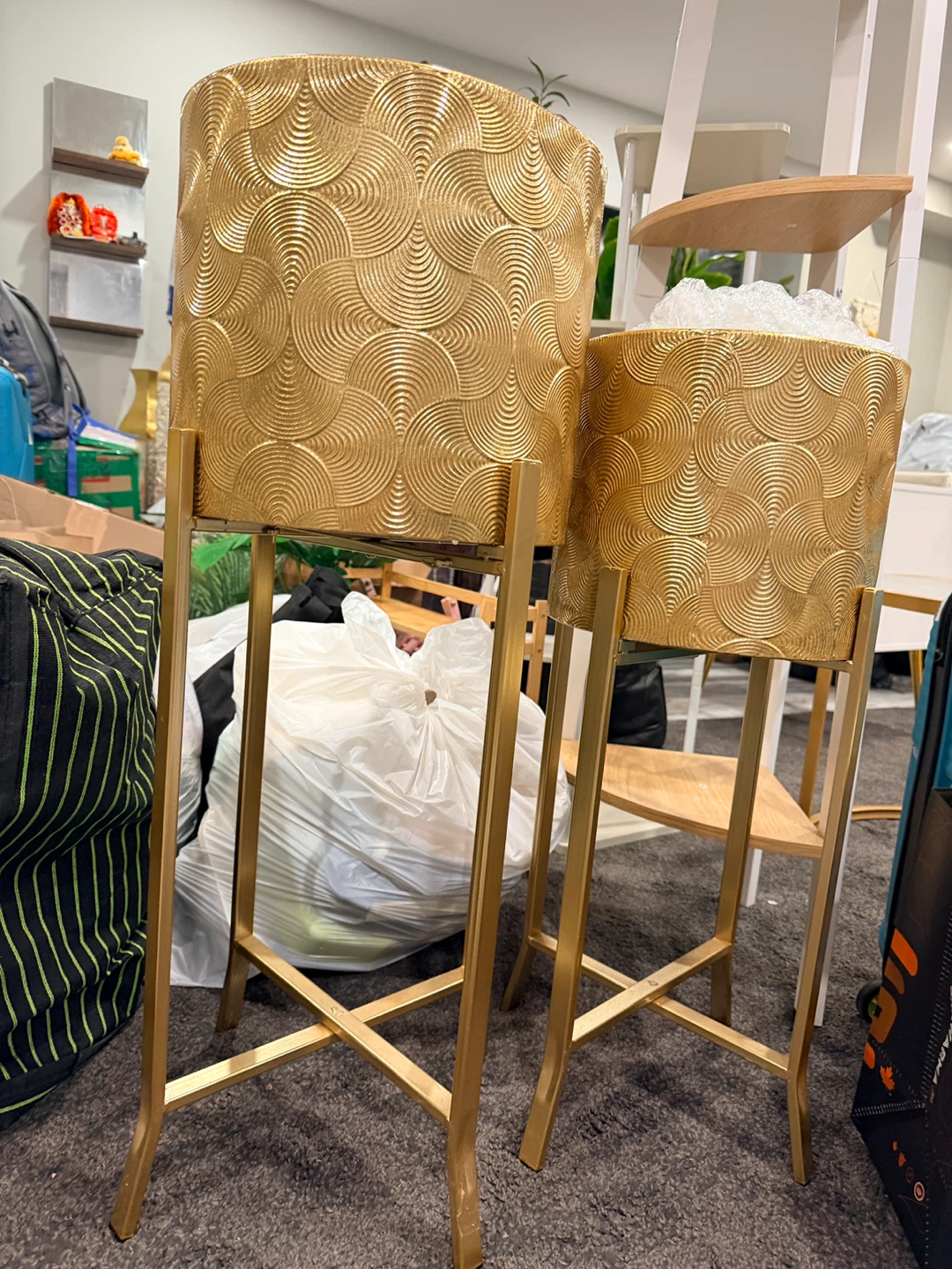 Set of Two Gold Metal Plant Stands - photo 4