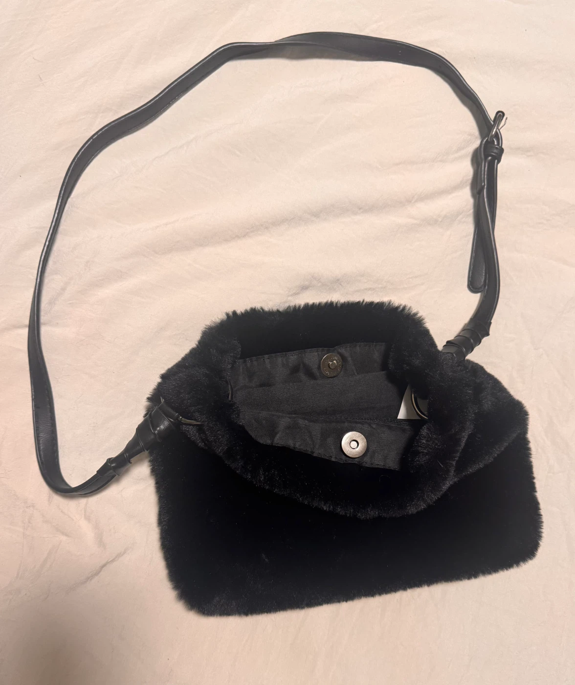 Black Faux Fur Crossbody Bag - photo 3