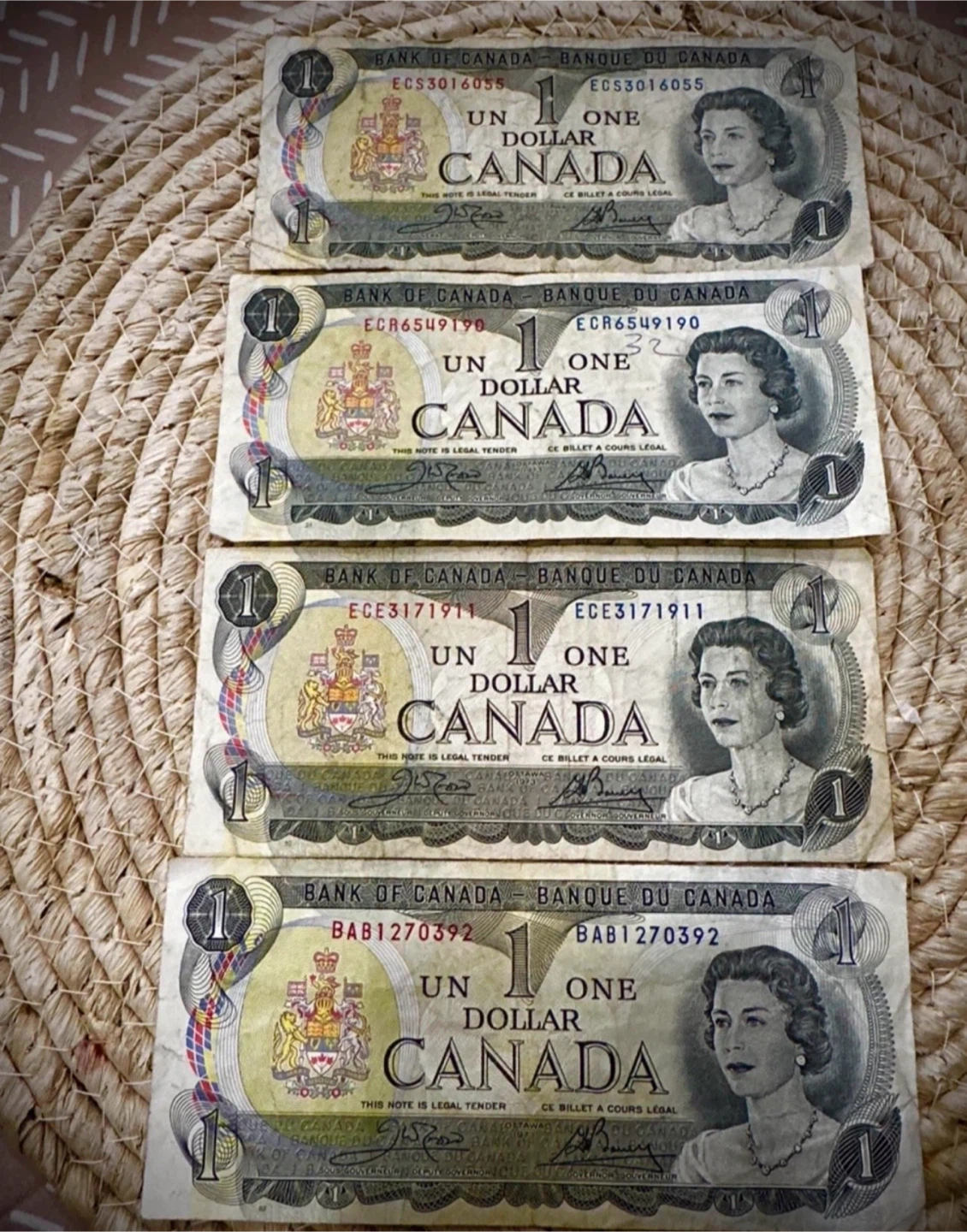 6$ each - Vintage Canadian Bills