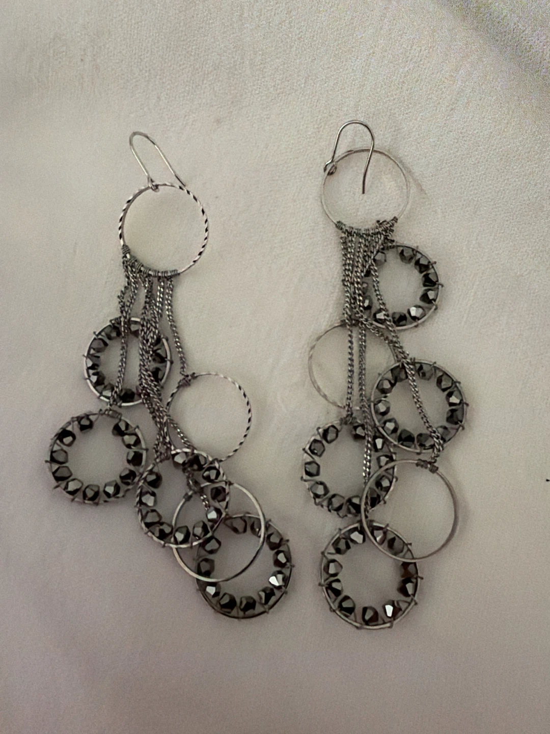 Silver-Tone Layered Hoop Dangle Earrings