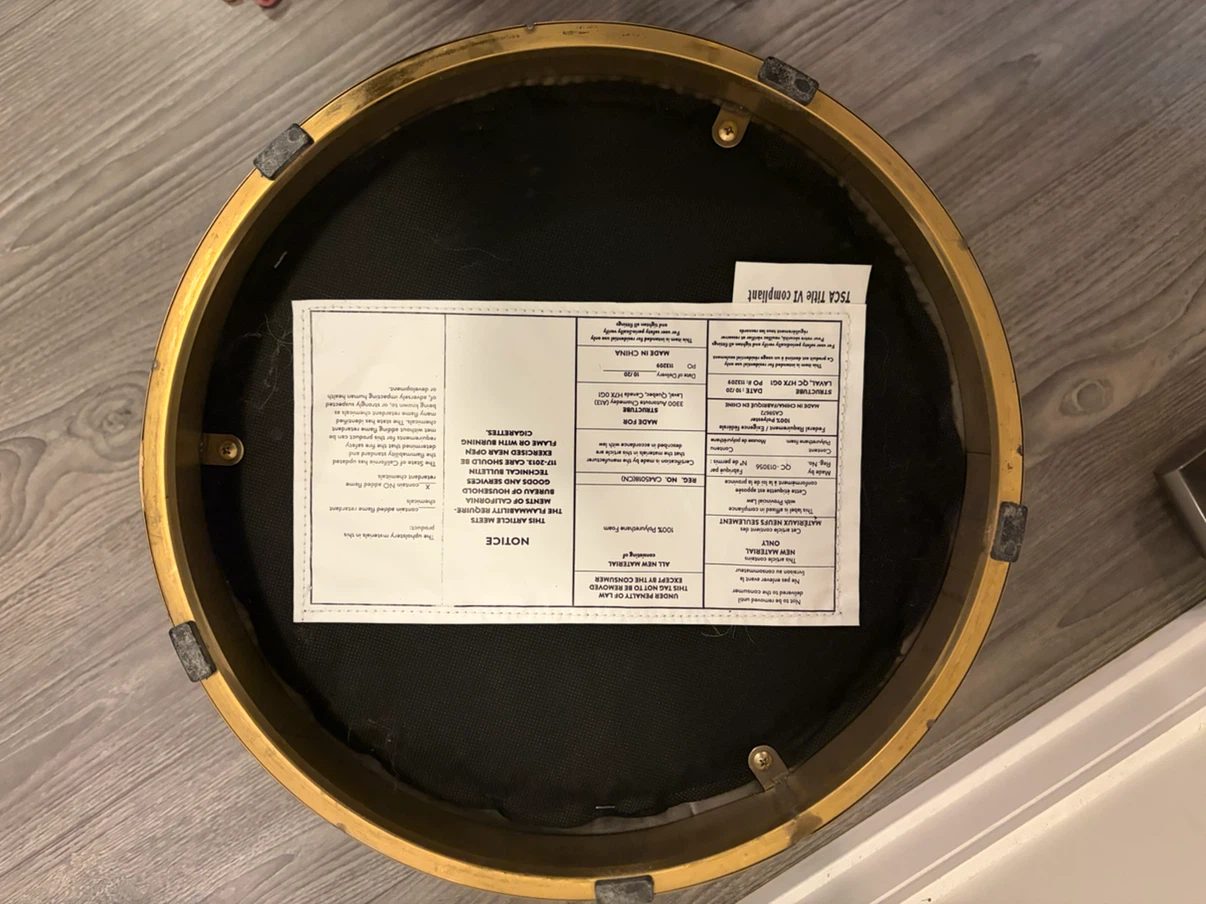 Structube Grey Velvet Ottoman with Gold Base - photo 3
