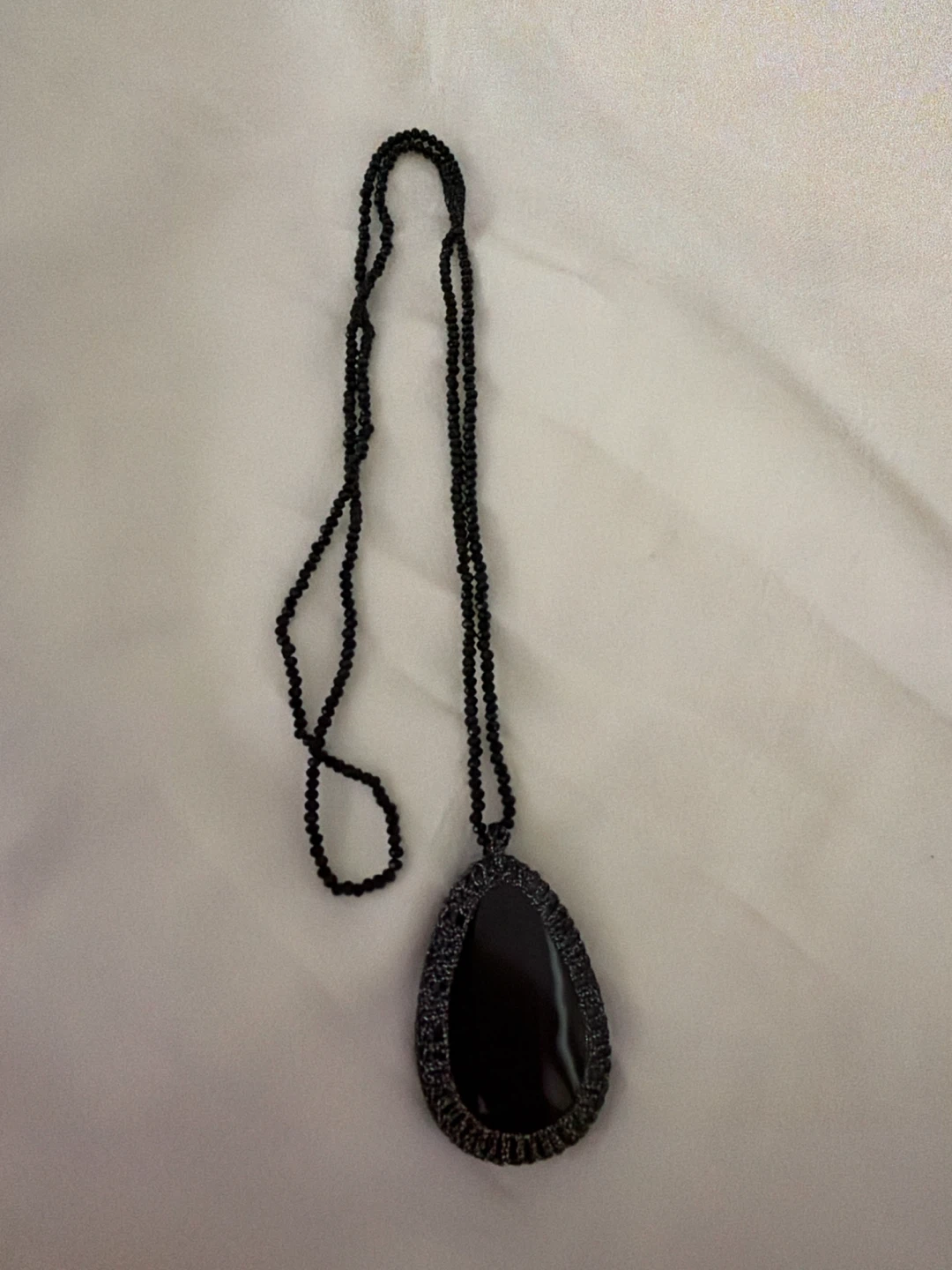 Black Teardrop Pendant Necklace