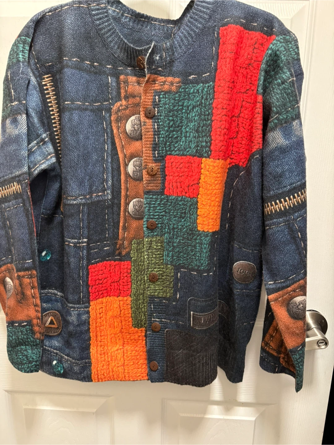 Patchwork Design Knit Cardigan - photo 2