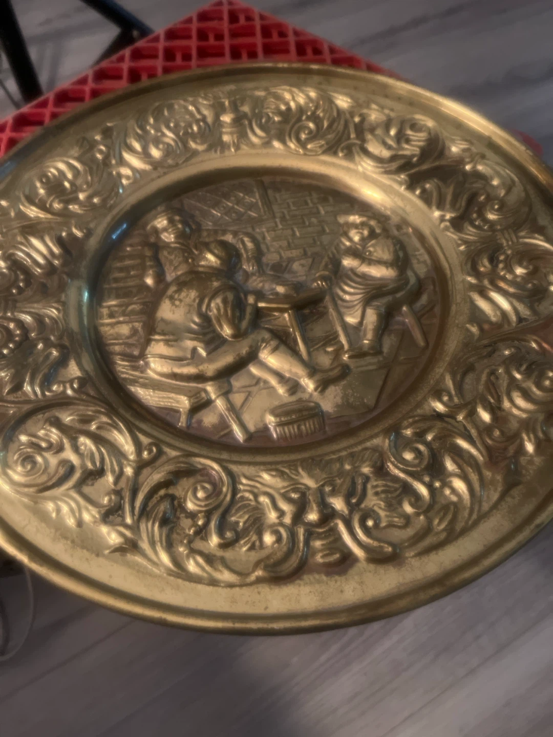 Vintage Embossed Brass Decorative Wall Plate