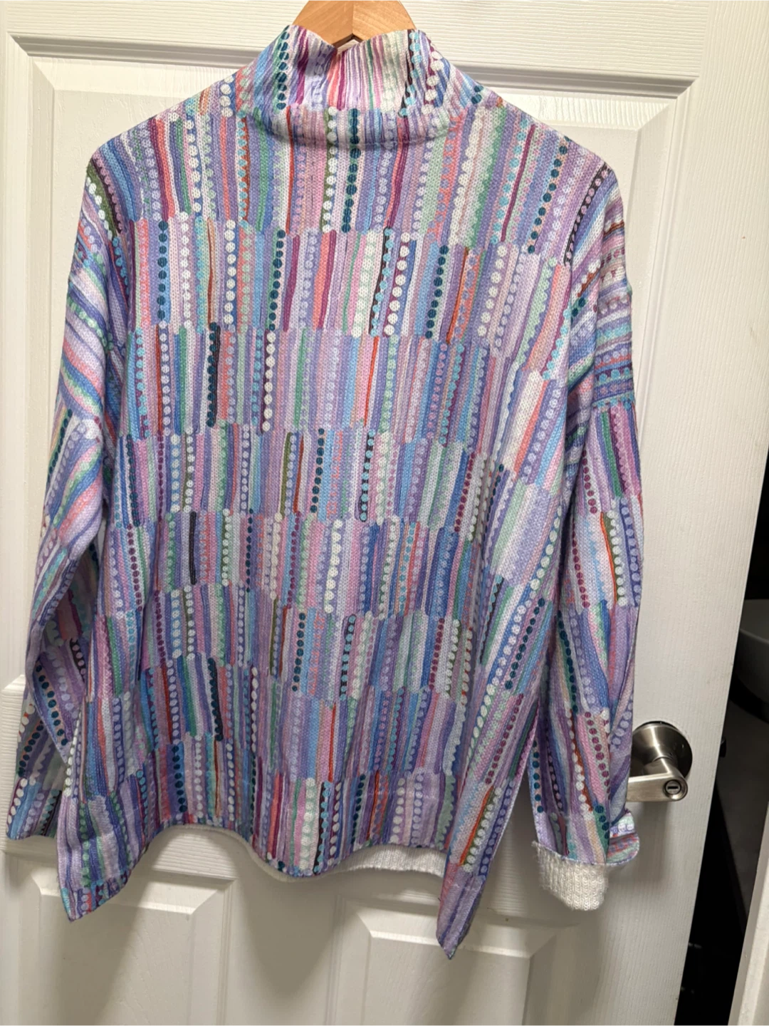 Multi-Coloured Patterned Mock Neck Sweater