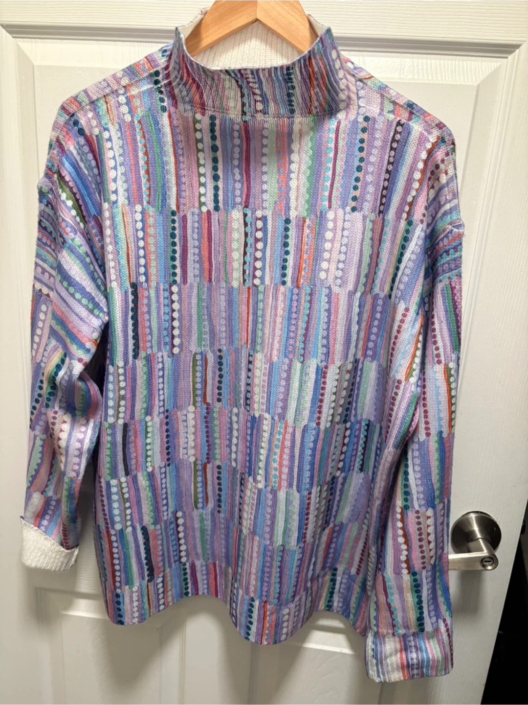 Multi-Coloured Patterned Mock Neck Sweater - photo 2